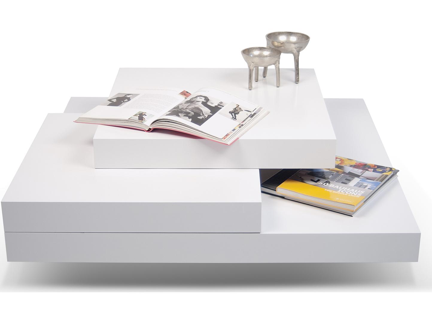 TemaHome Slate Square Wood Pure White Coffee Table