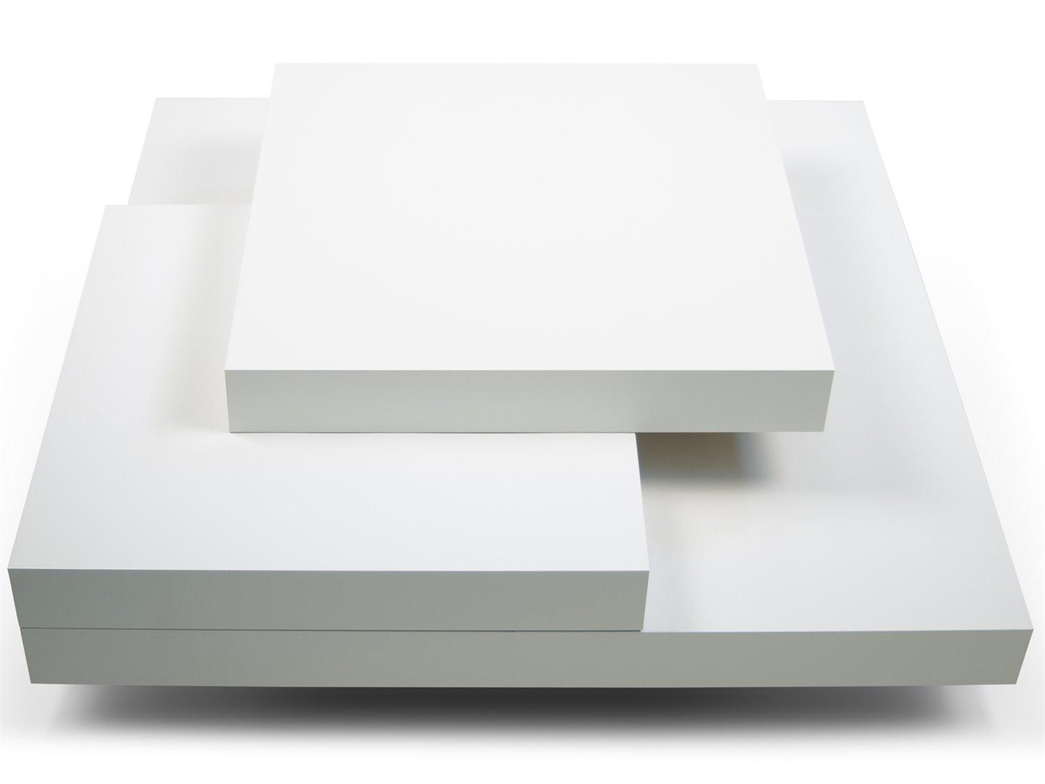 TemaHome Slate Square Wood Pure White Coffee Table