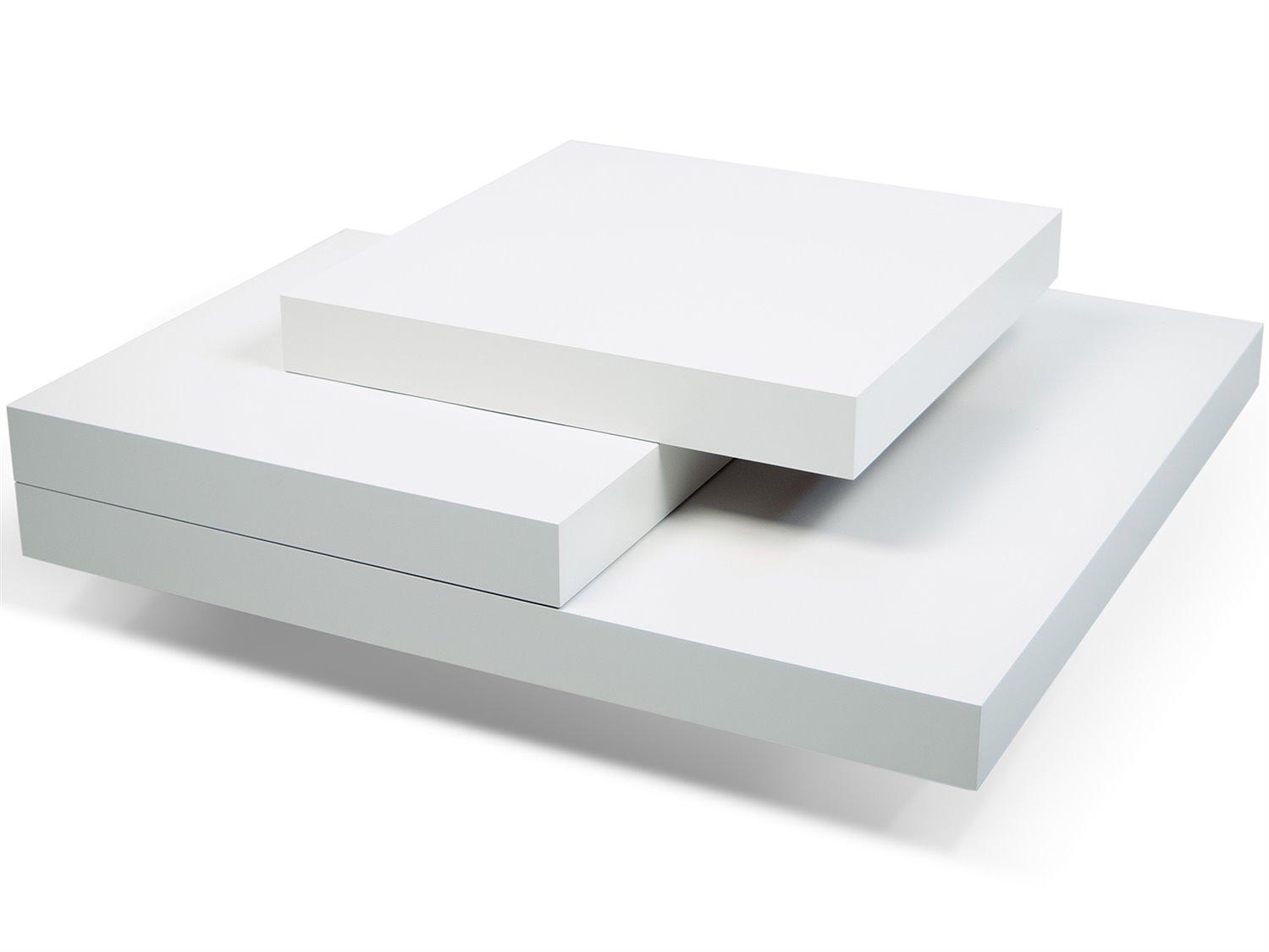 TemaHome Slate Square Wood Pure White Coffee Table