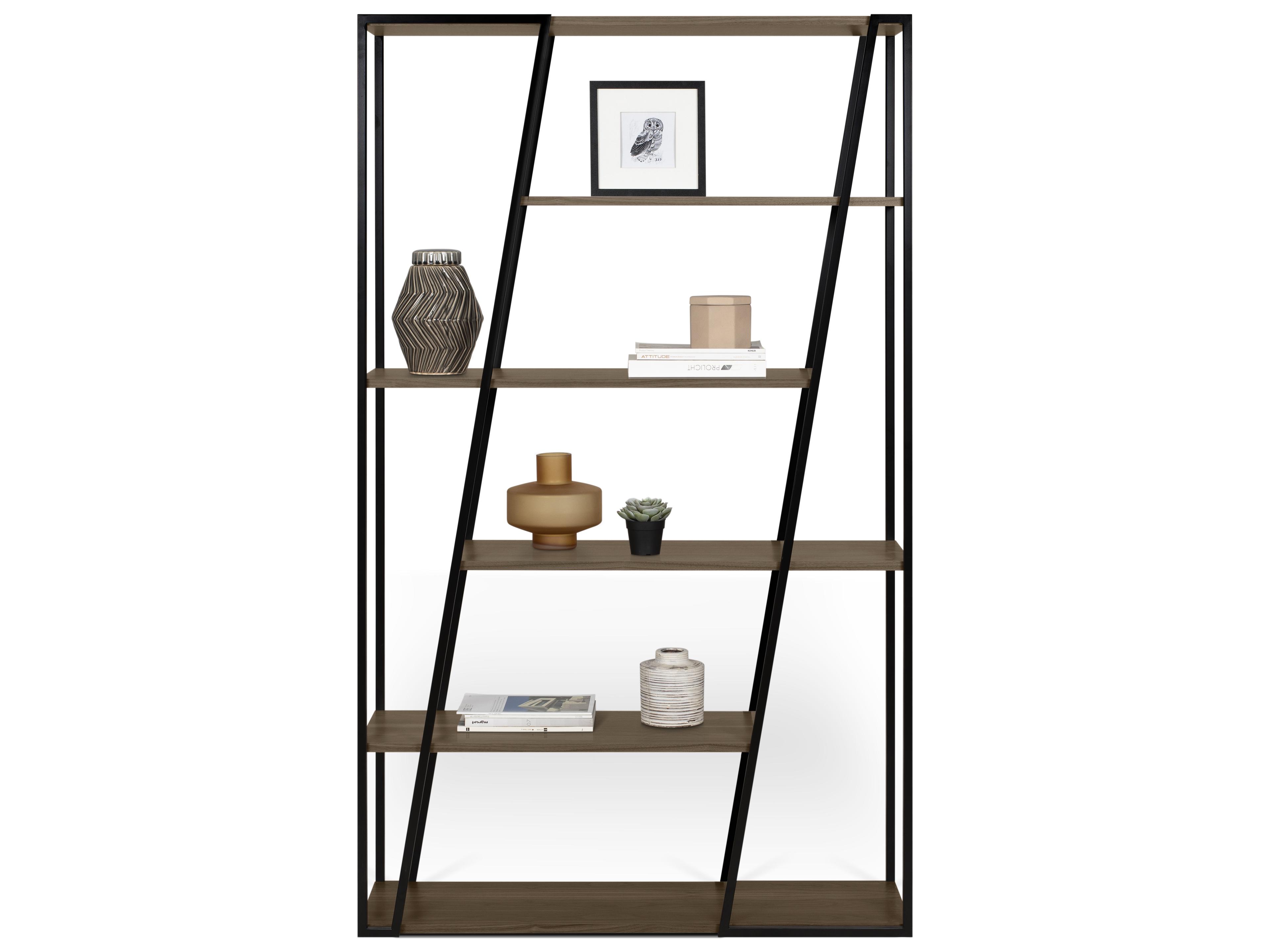 TemaHome Albi Walnut And Black Steel Bookcase