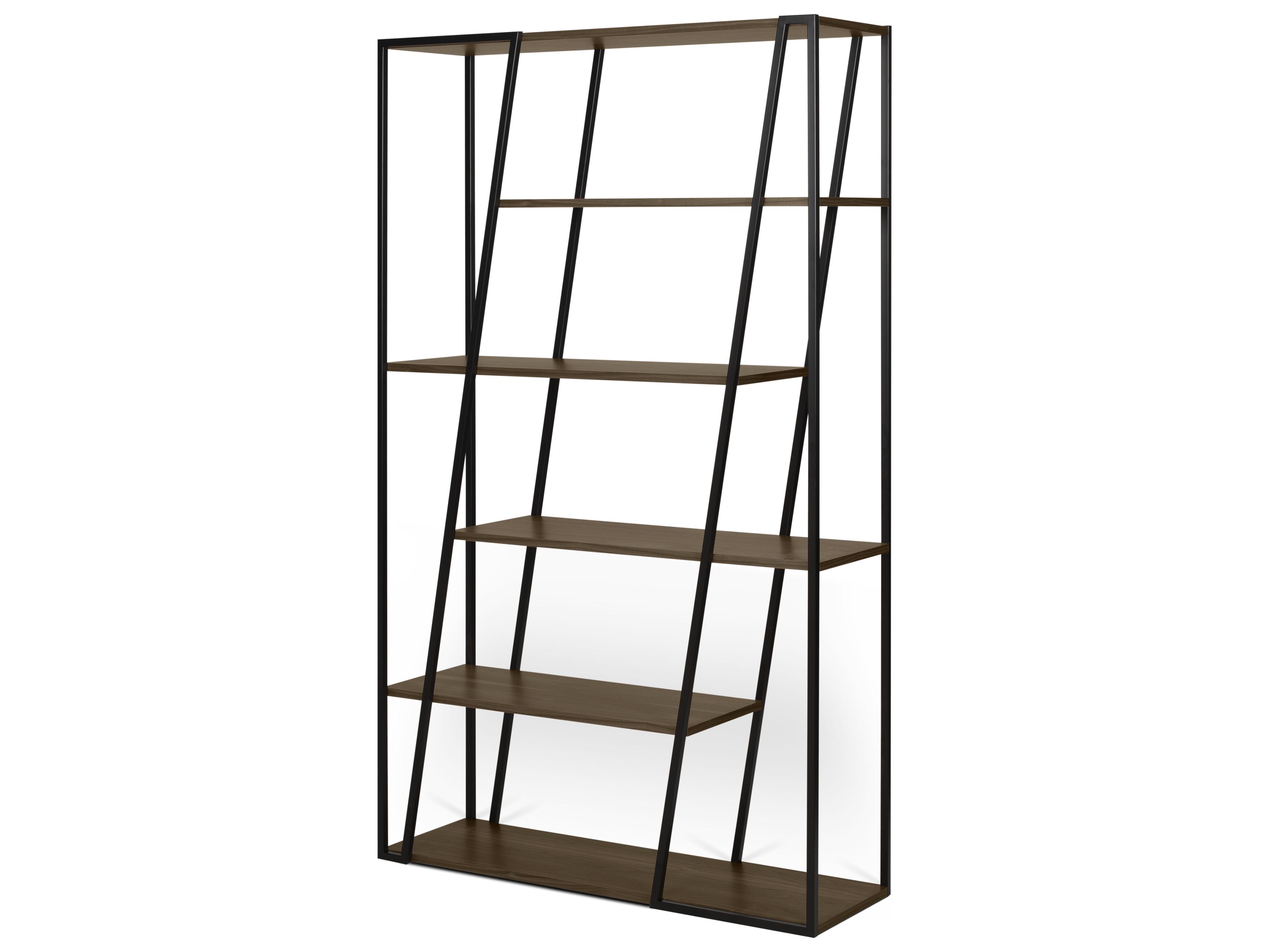 TemaHome Albi Walnut And Black Steel Bookcase
