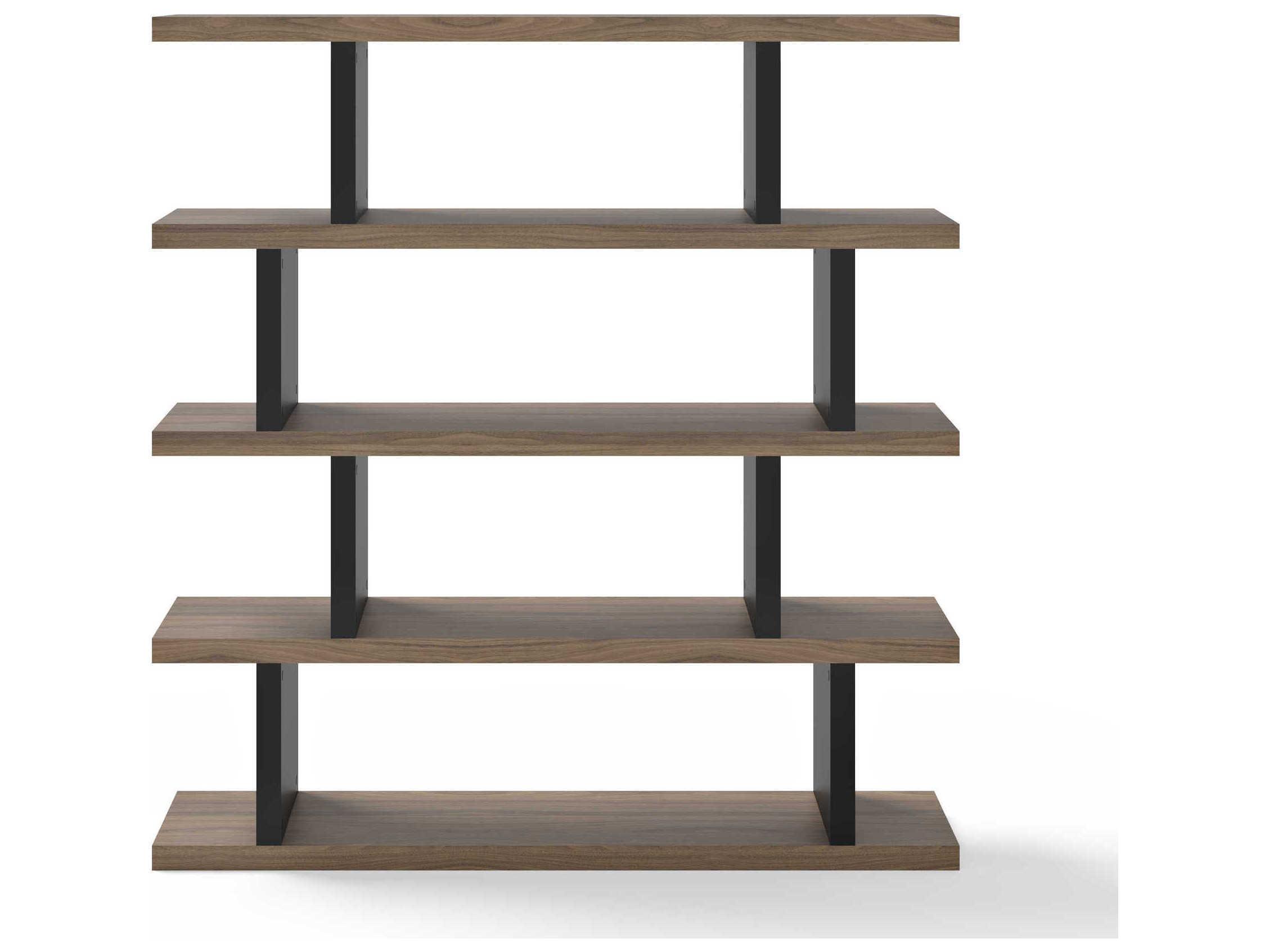 TemaHome Step Melamine Walnut & Pure Black Bookcase