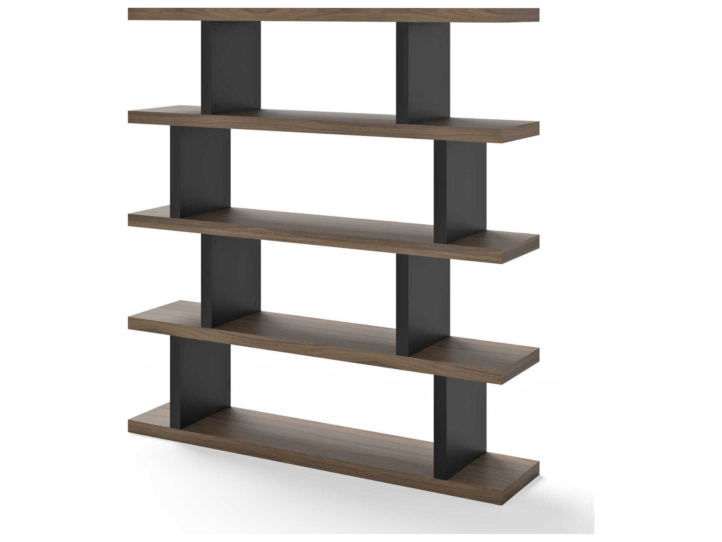 TemaHome Step Melamine Walnut & Pure Black Bookcase