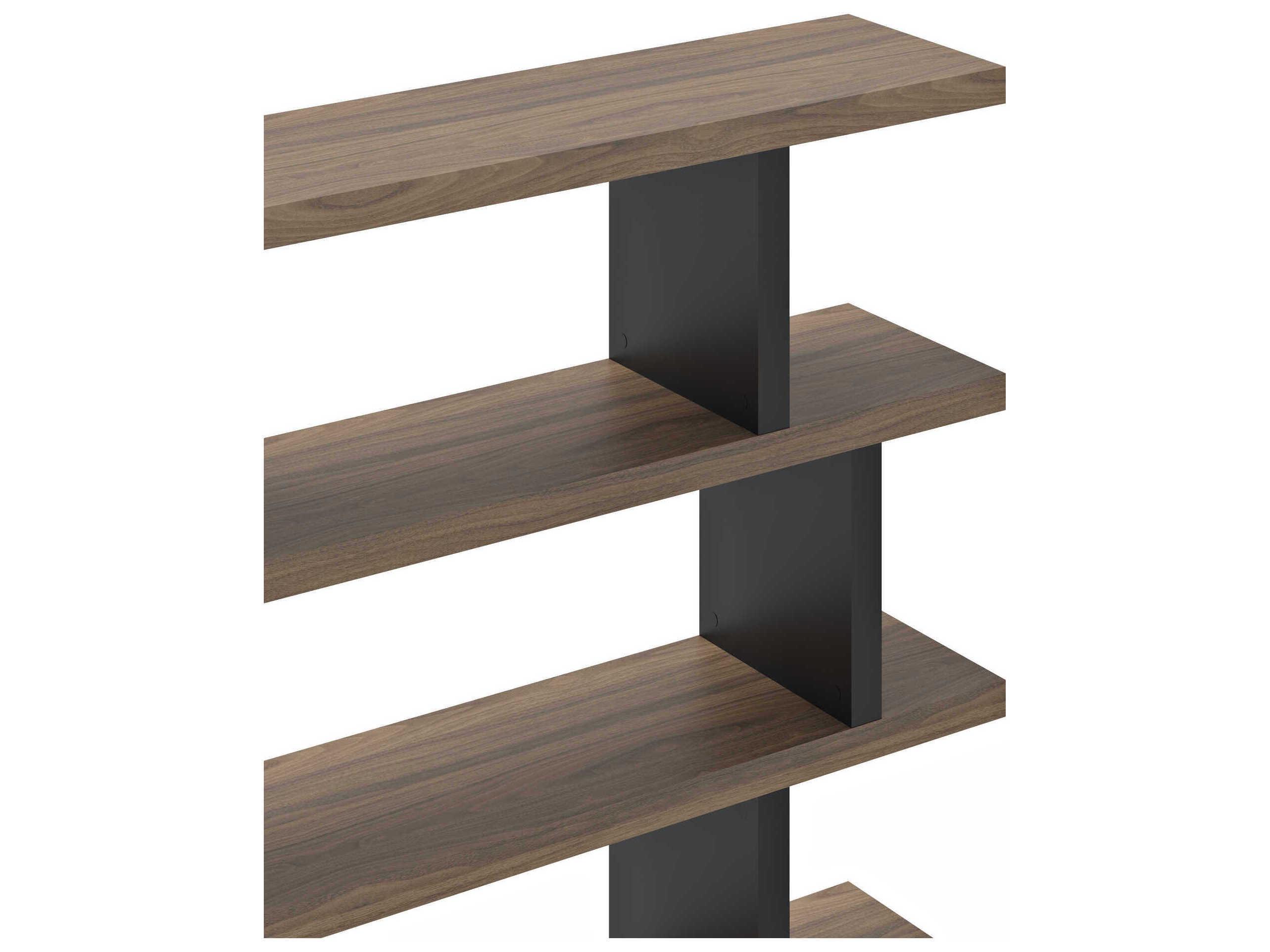 TemaHome Step Melamine Walnut & Pure Black Bookcase