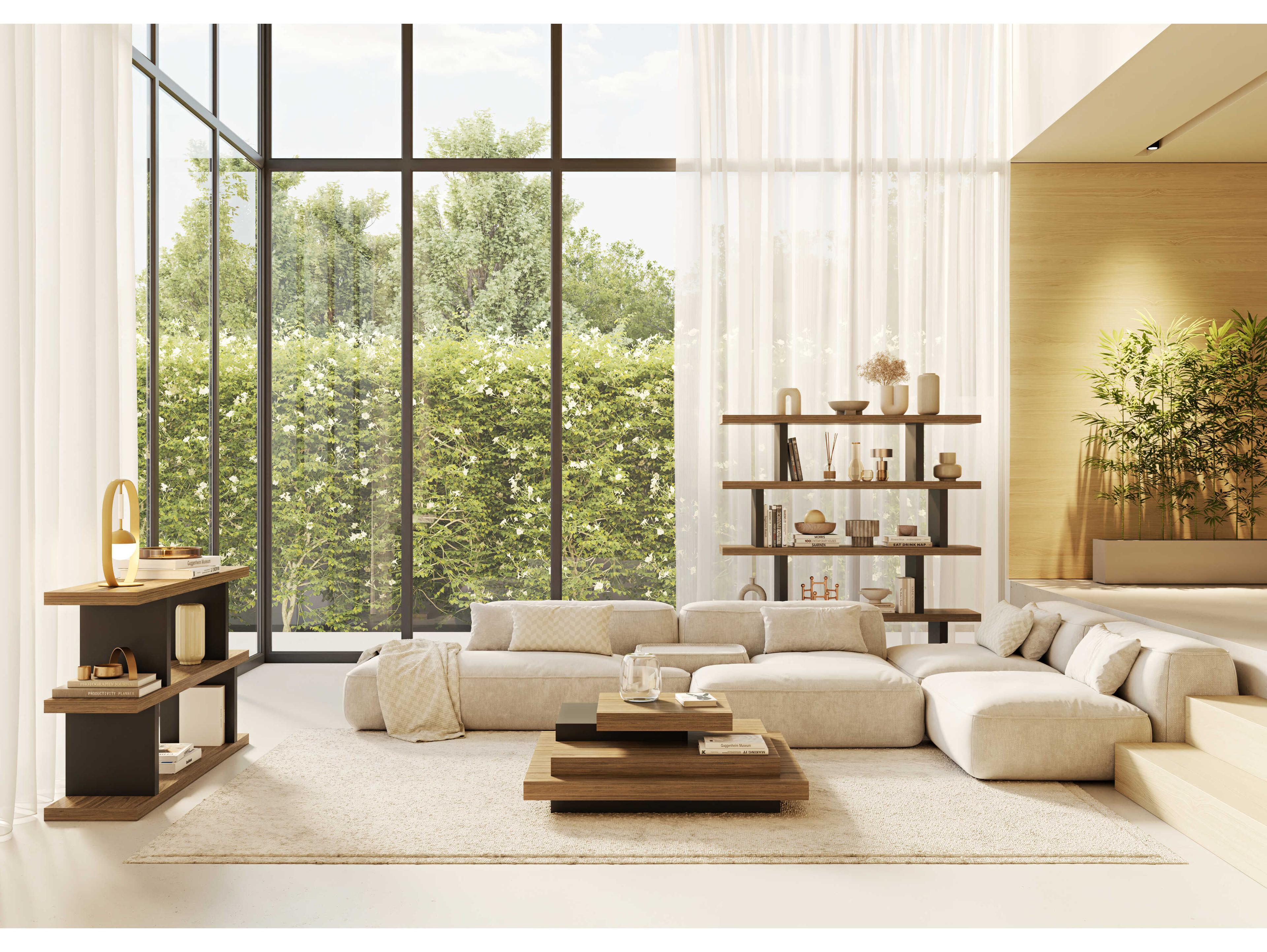 TemaHome Step Melamine Walnut & Pure Black Bookcase