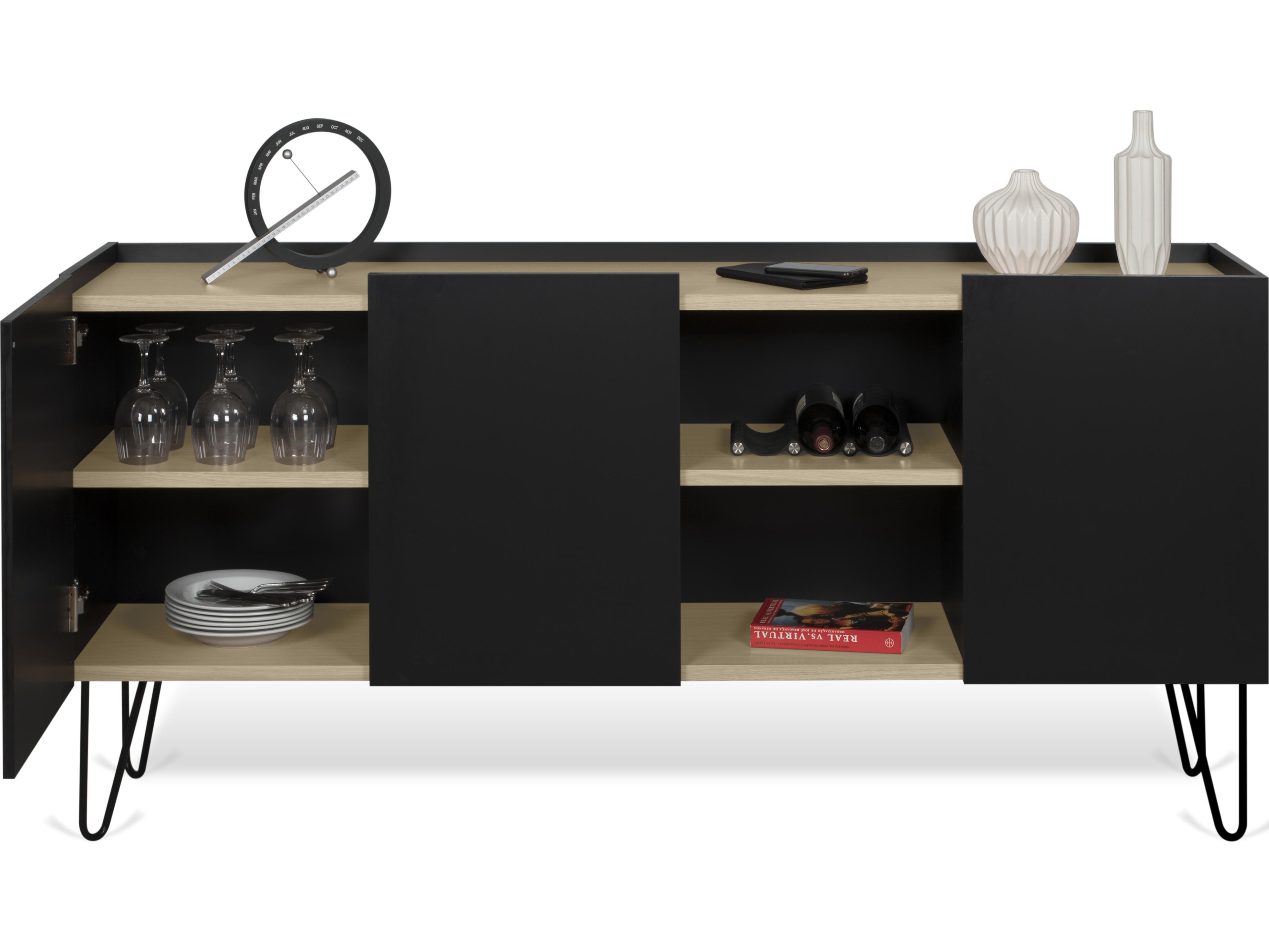 TemaHome Nina 71" Oak Wood Light Pure Black Sideboard