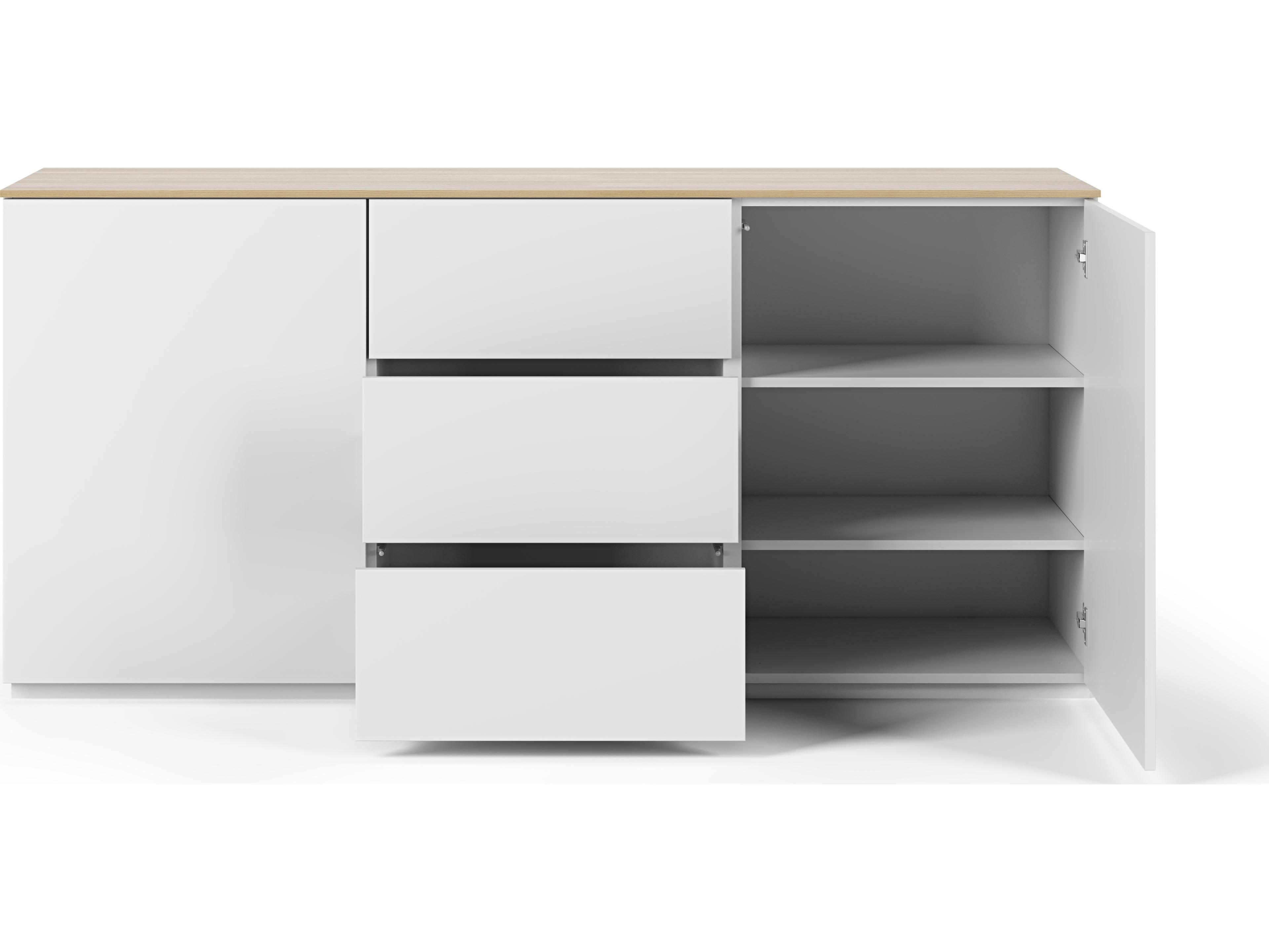 TemaHome Join 71" Oak Wood Pure White Sideboard