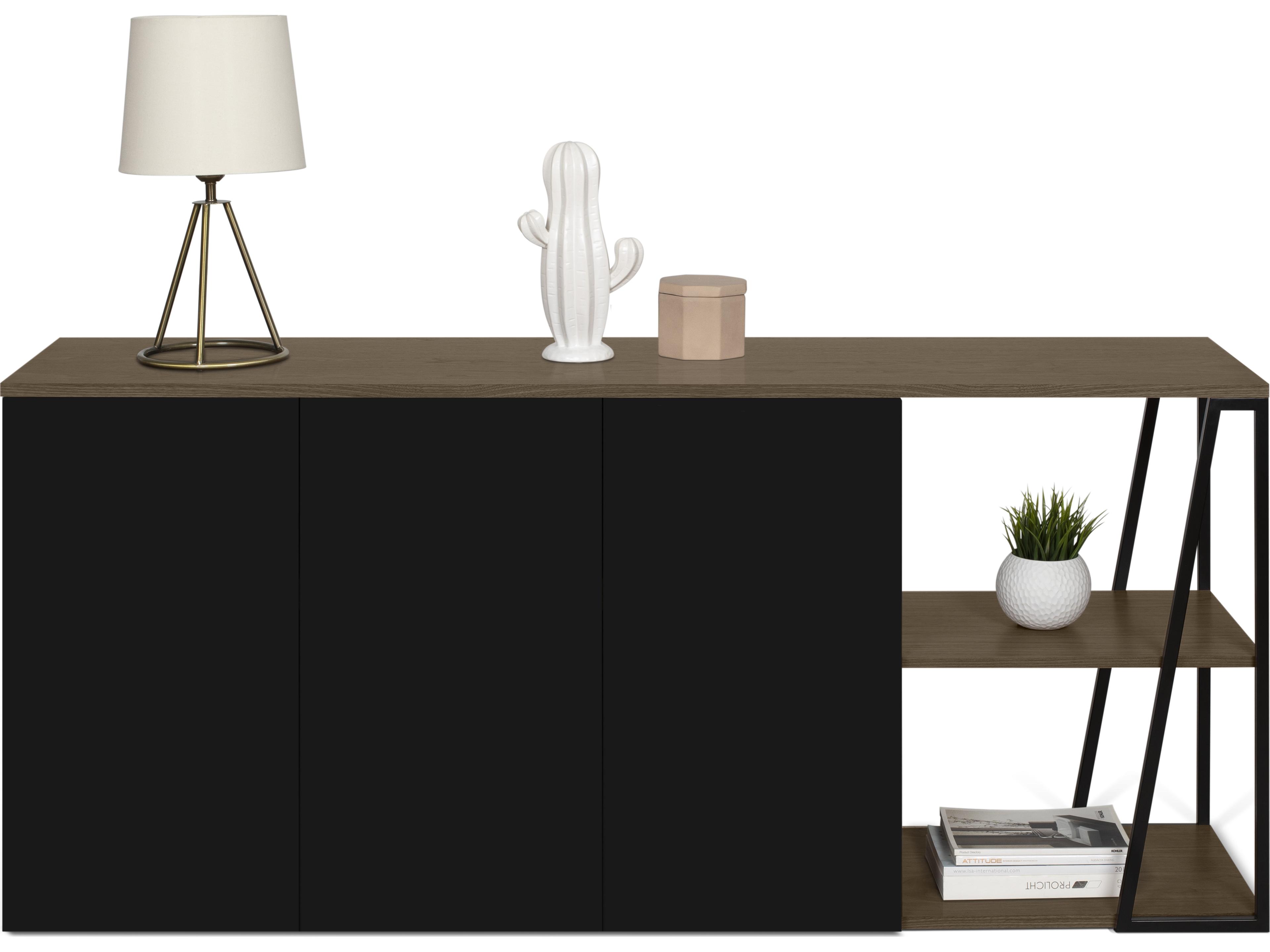 TemaHome Albi 75" Walnut Wood And Black Steel Sideboard