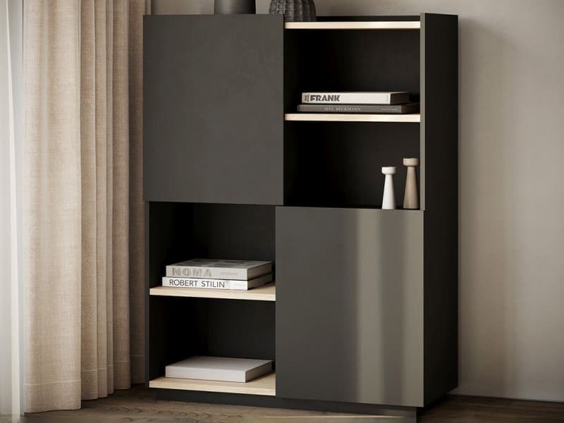 TemaHome Nina Light Oak Pure Black File Cabinet