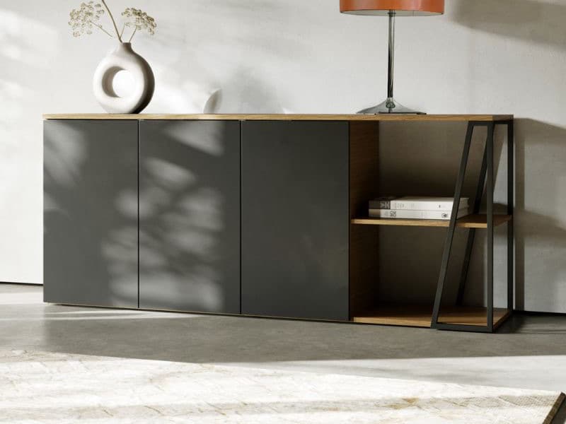 TemaHome Albi 75" Oak Wood Light Black Sideboard