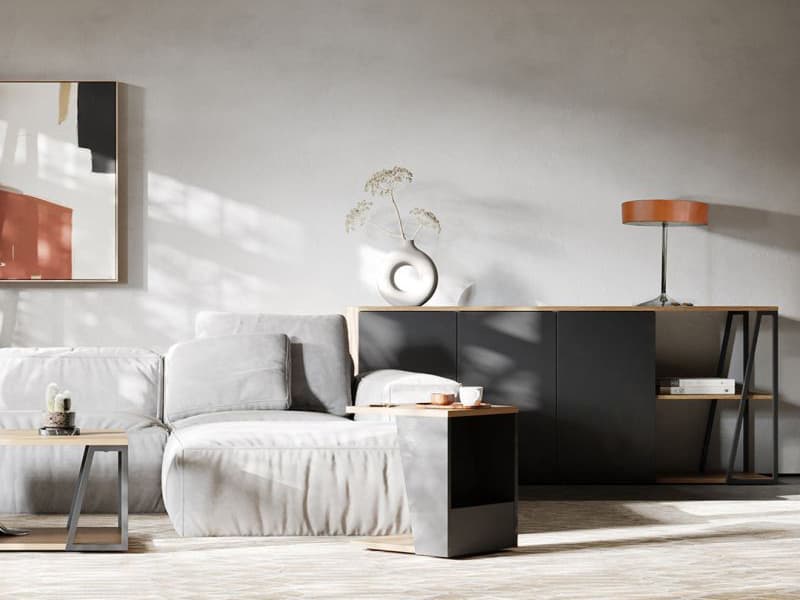 TemaHome Albi 75" Oak Wood Light Black Sideboard