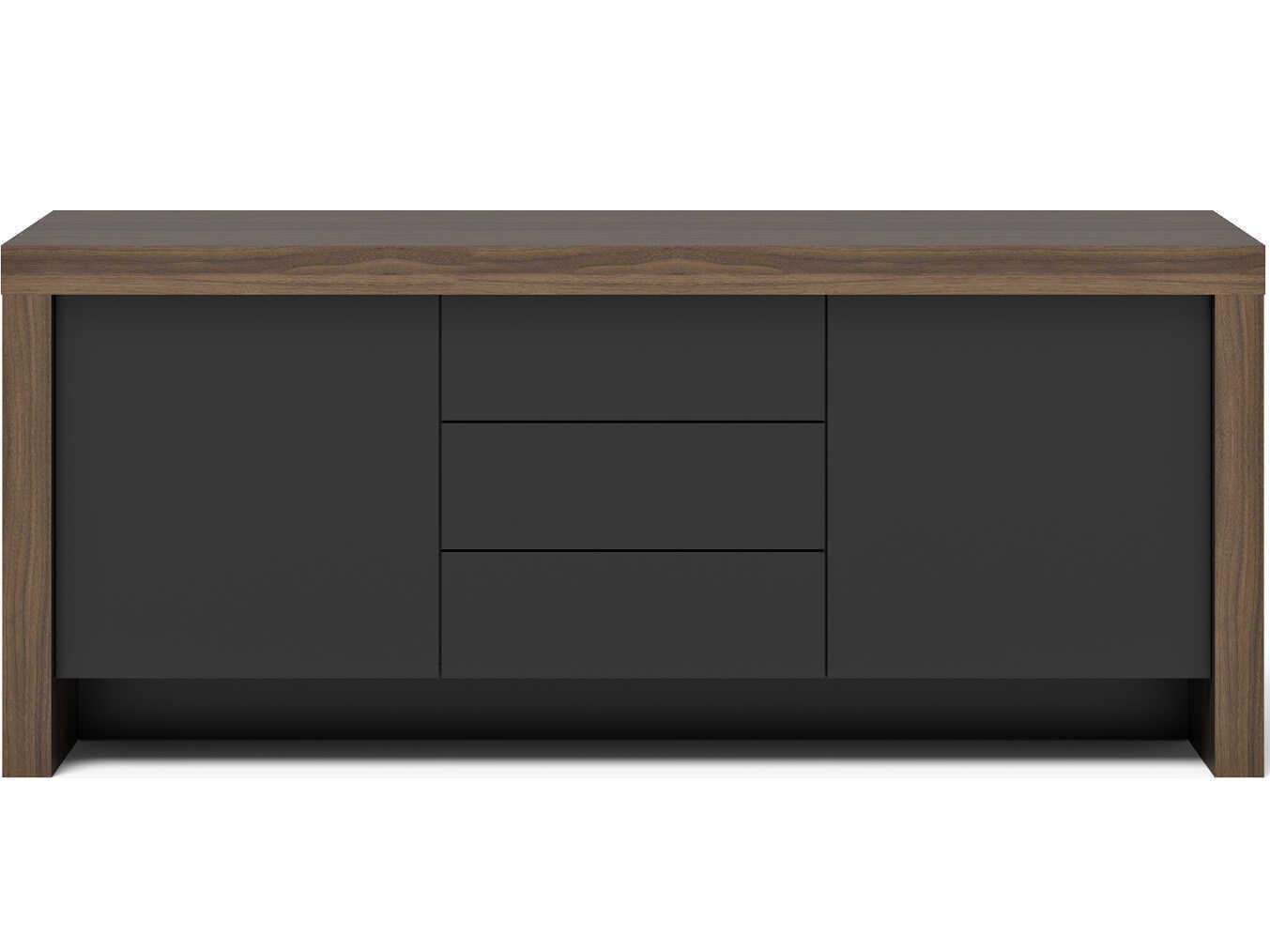 TemaHome Kobe 74" Melamine Walnut & Pure Black Sideboard