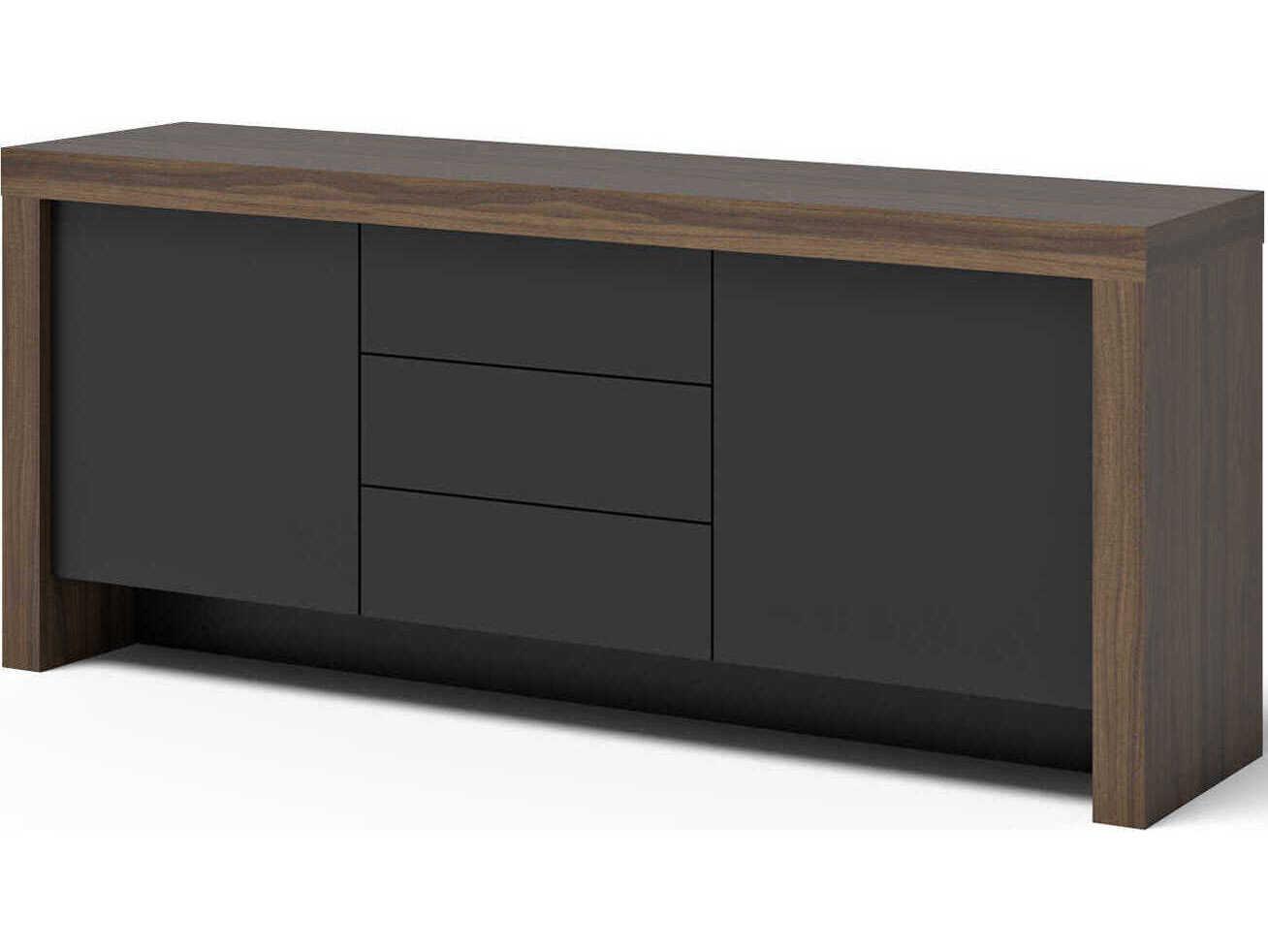 TemaHome Kobe 74" Melamine Walnut & Pure Black Sideboard