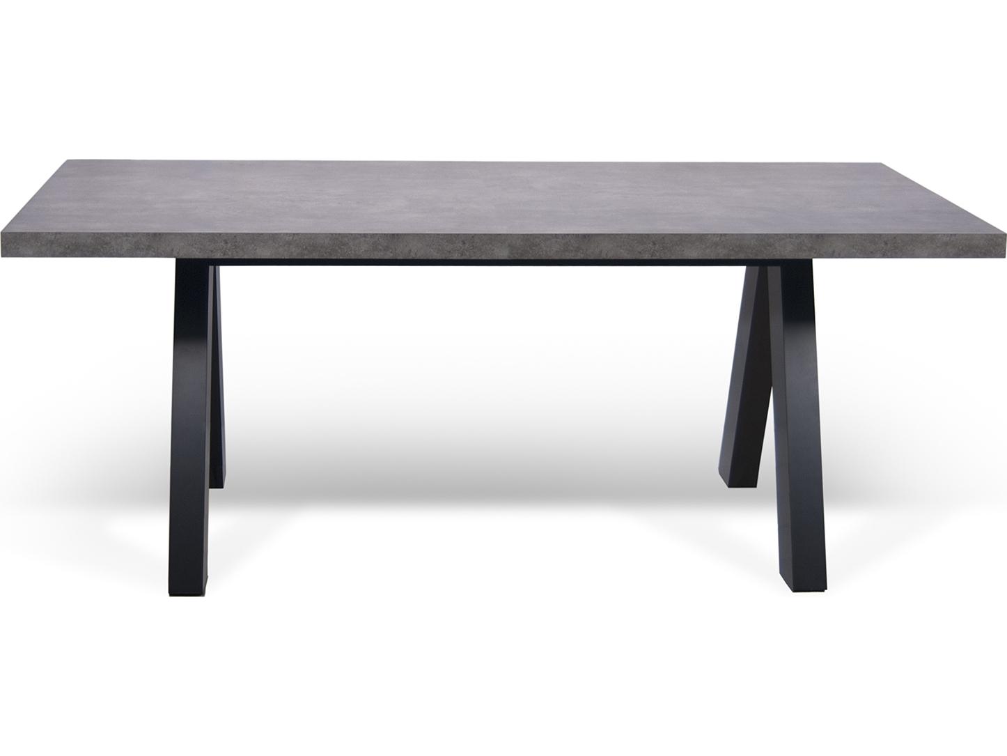 TemaHome Apex Rectangular Faux Stone Concrete Look Pure Black Dining Table