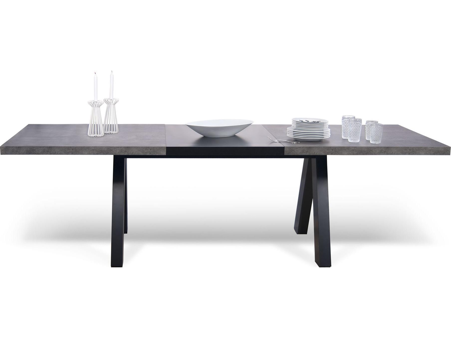 TemaHome Apex Rectangular Faux Stone Concrete Look Pure Black Dining Table