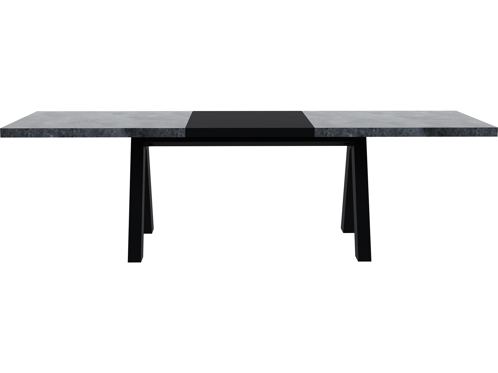 TemaHome Apex Rectangular Faux Stone Concrete Look Pure Black Dining Table