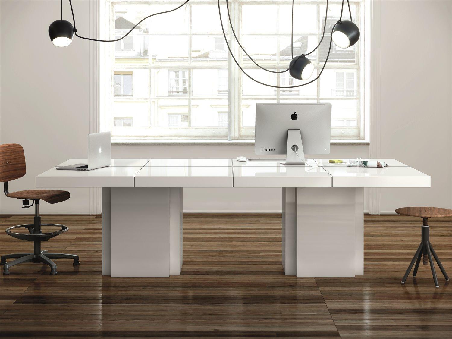 TemaHome Dusk High Gloss White Conference Table Desk