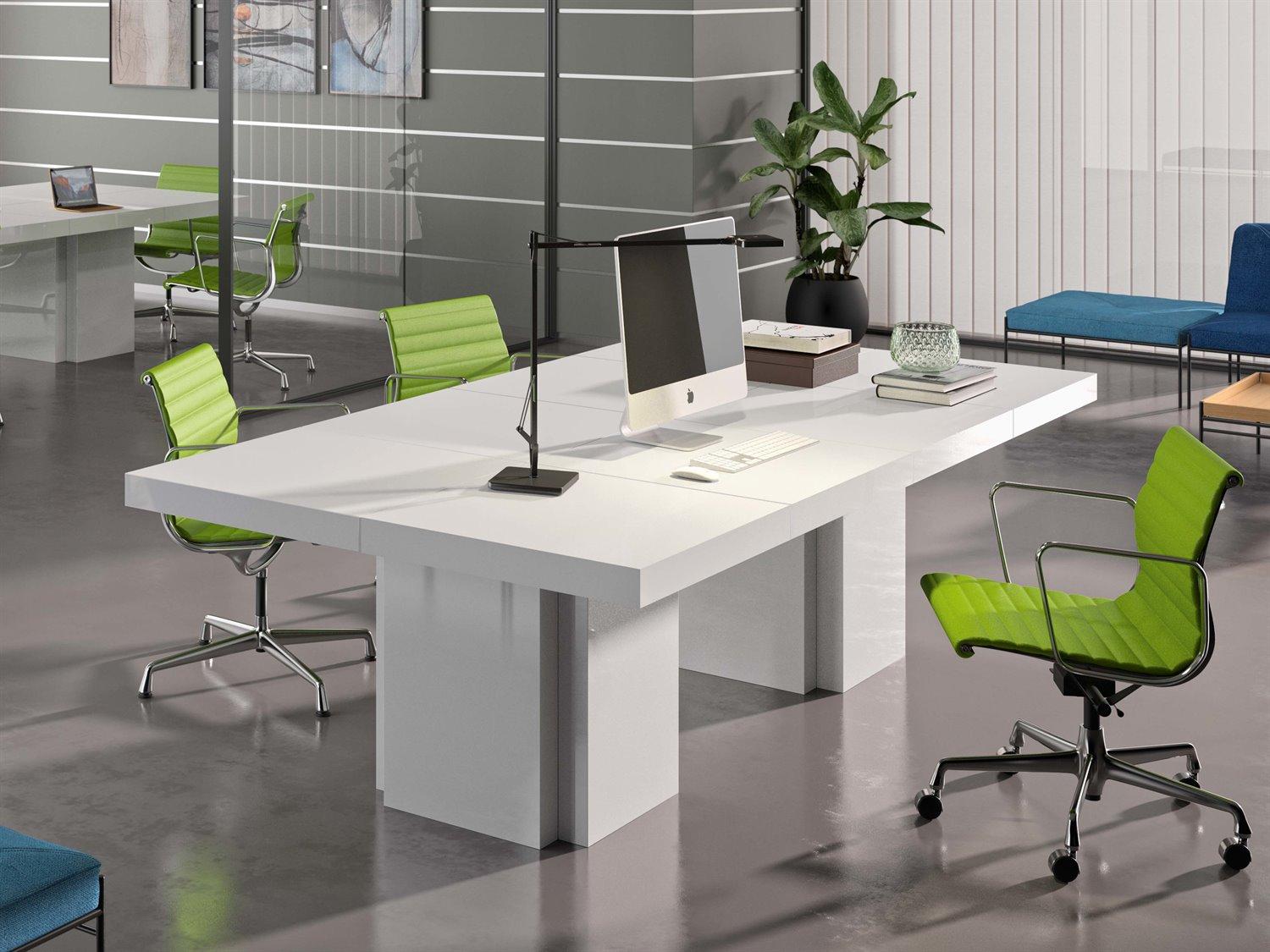 TemaHome Dusk High Gloss White Conference Table Desk