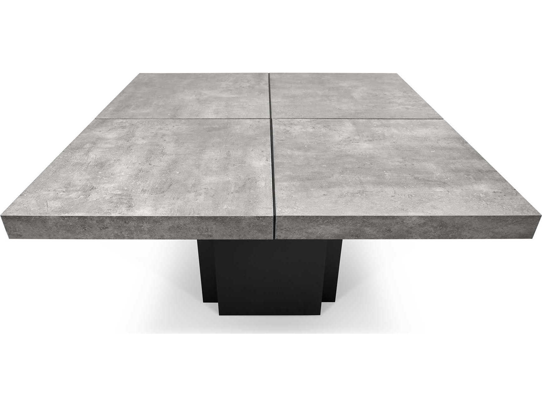 TemaHome Dusk Square Wood Concrete Look Pure Black Dining Table