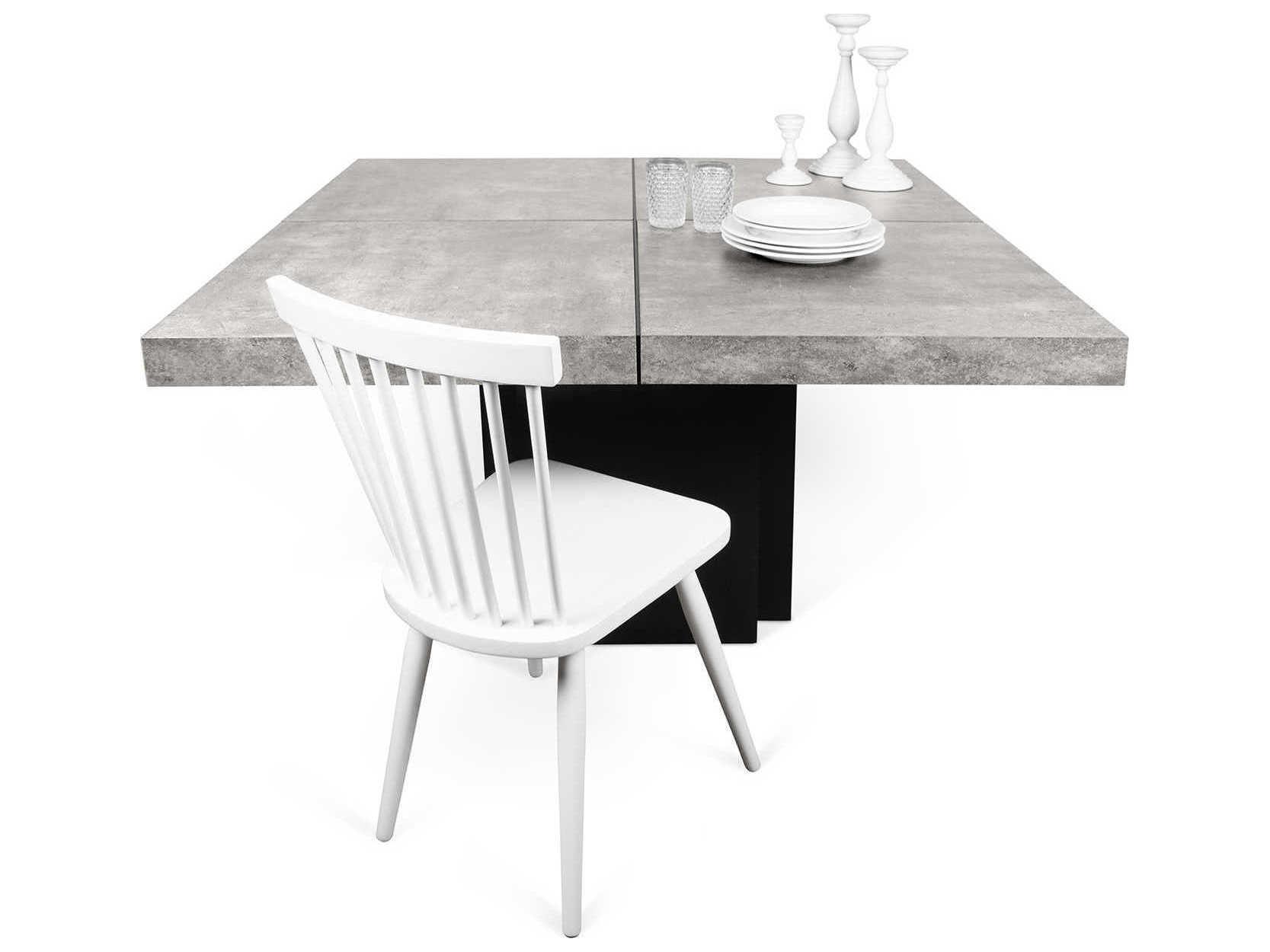 TemaHome Dusk Square Wood Concrete Look Pure Black Dining Table