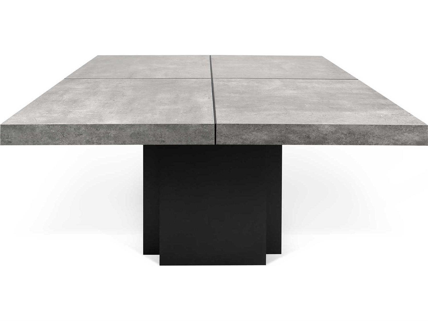 TemaHome Dusk Square Wood Concrete Look Pure Black Dining Table