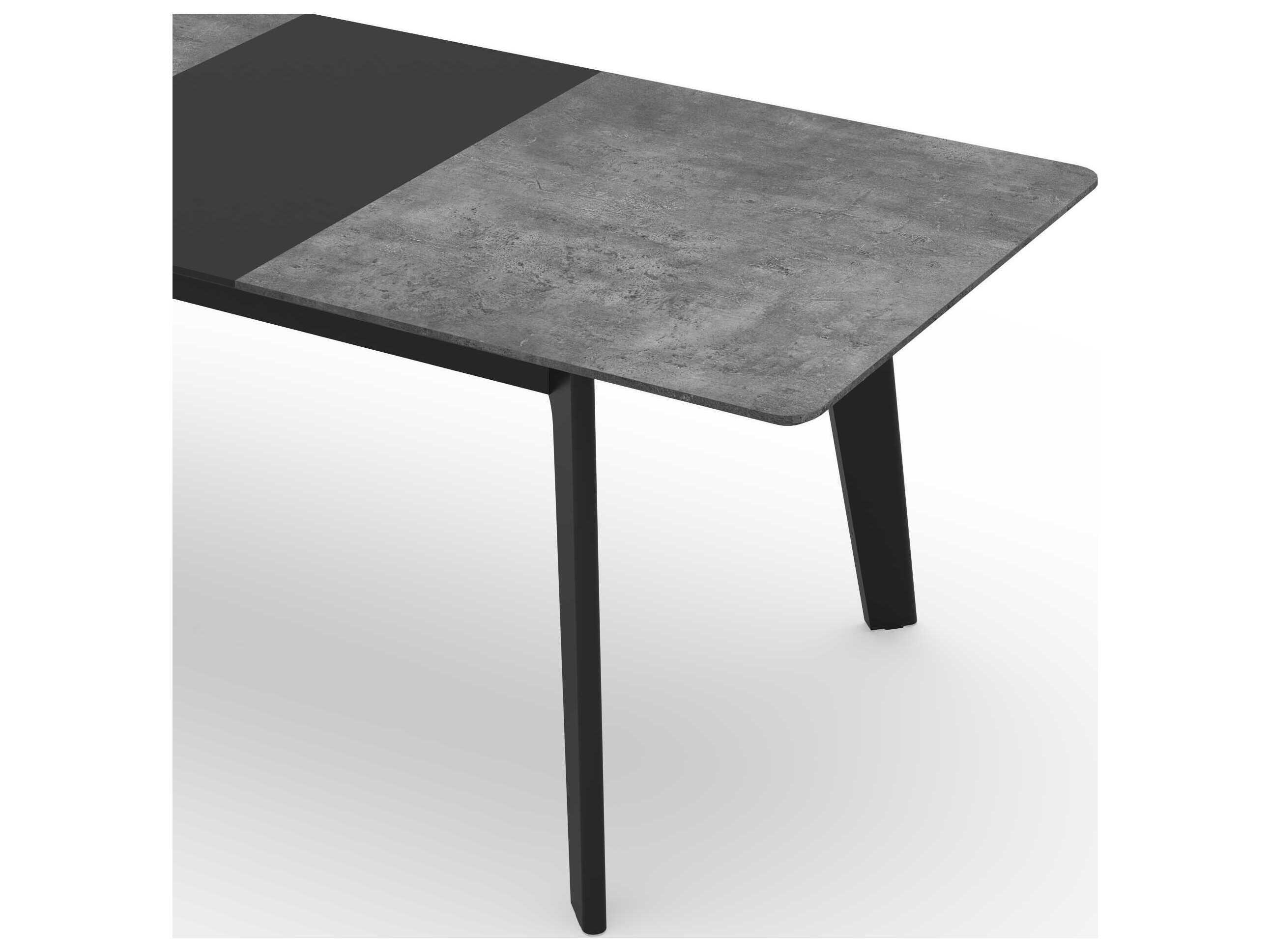 TemaHome Shadow Rectangular Wood Concrete Look & Black Steel Dining Table
