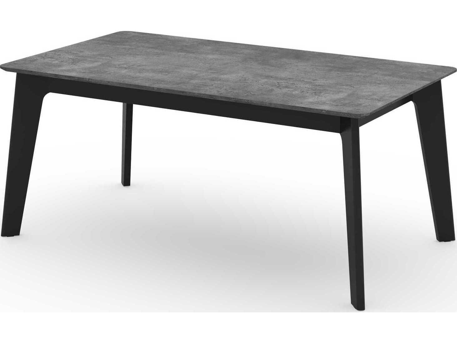 TemaHome Shadow Rectangular Wood Concrete Look & Black Steel Dining Table