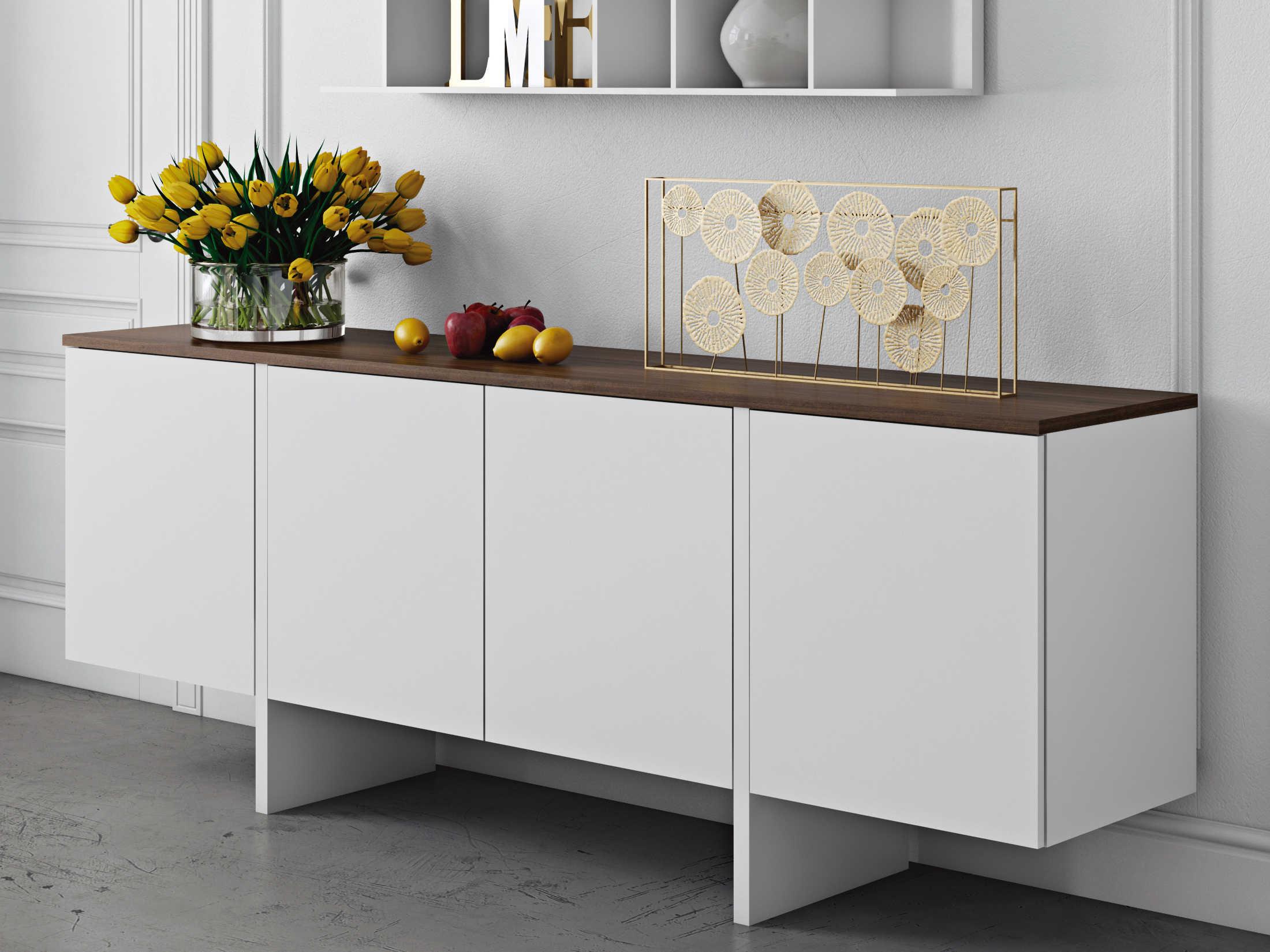 TemaHome Edge 79" Pure White Walnut Sideboard