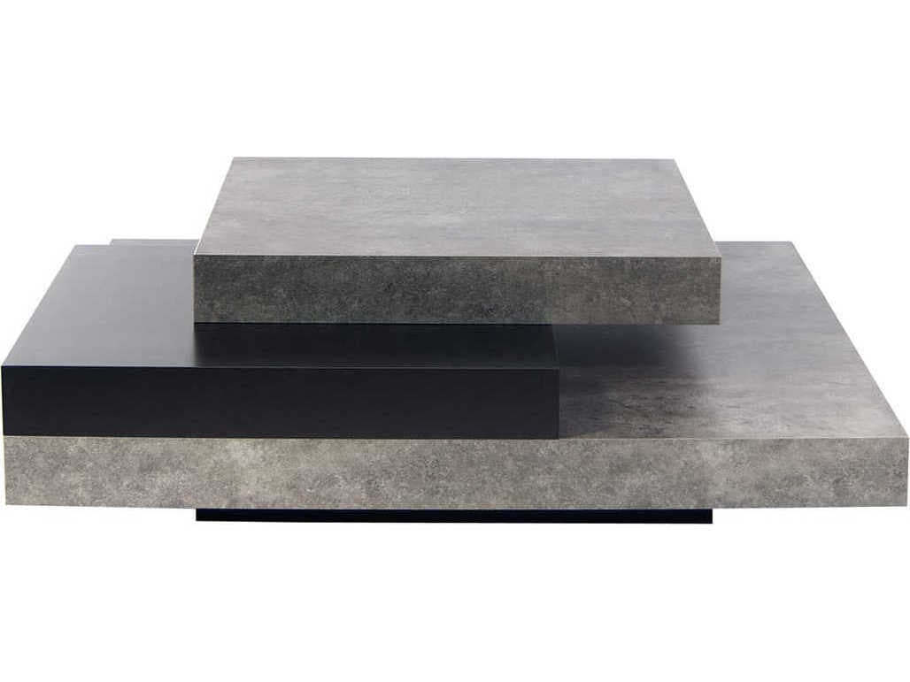 TemaHome Slate Square Wood Concrete Look Pure Black Coffee Table