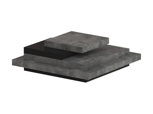 TemaHome Slate Square Wood Concrete Look Pure Black Coffee Table