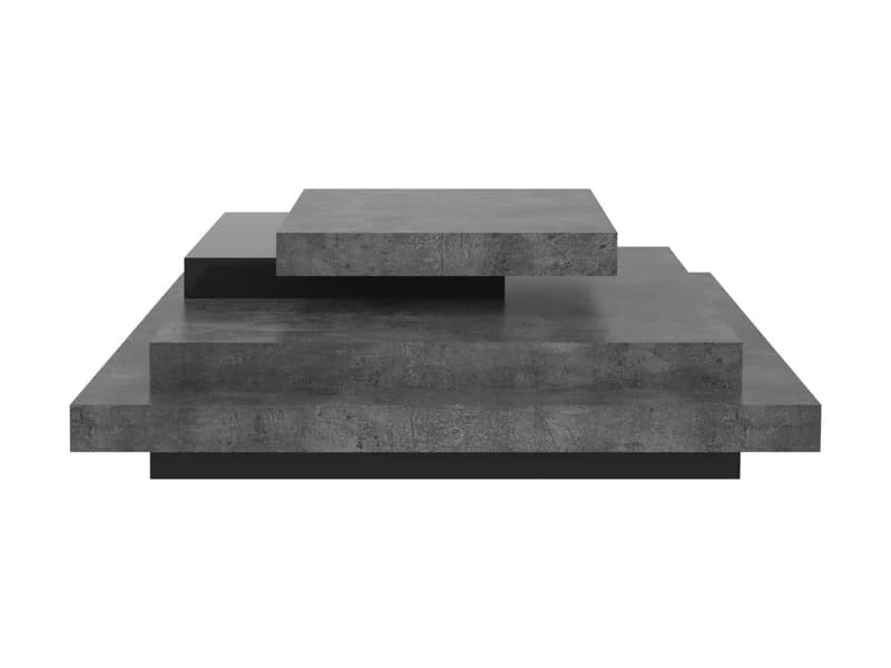 TemaHome Slate Square Wood Concrete Look Pure Black Coffee Table