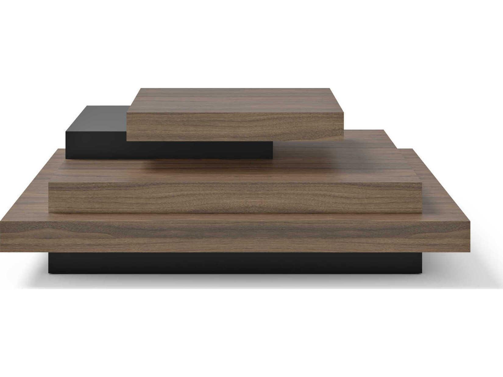 TemaHome Slate Square Wood Melamine Walnut & Pure Black Coffee Table