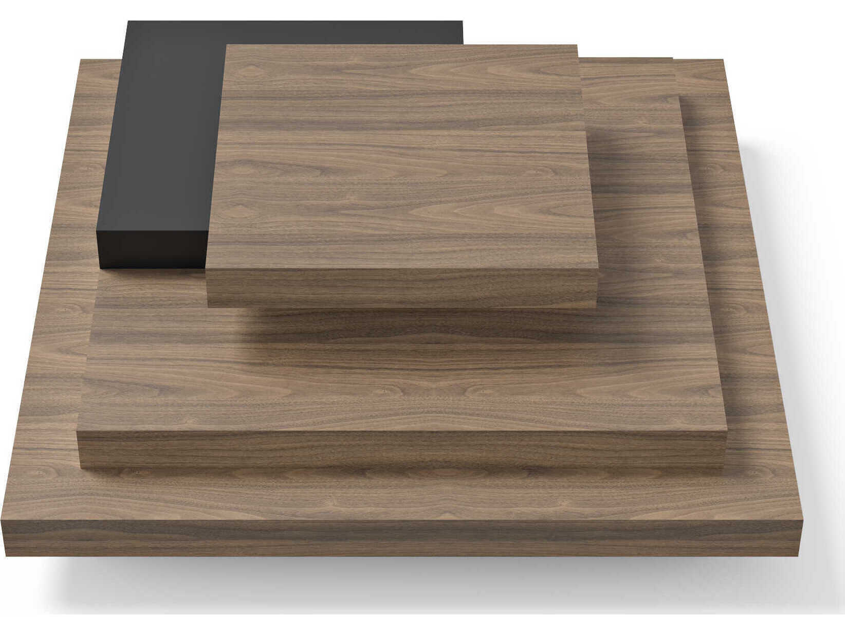 TemaHome Slate Square Wood Melamine Walnut & Pure Black Coffee Table