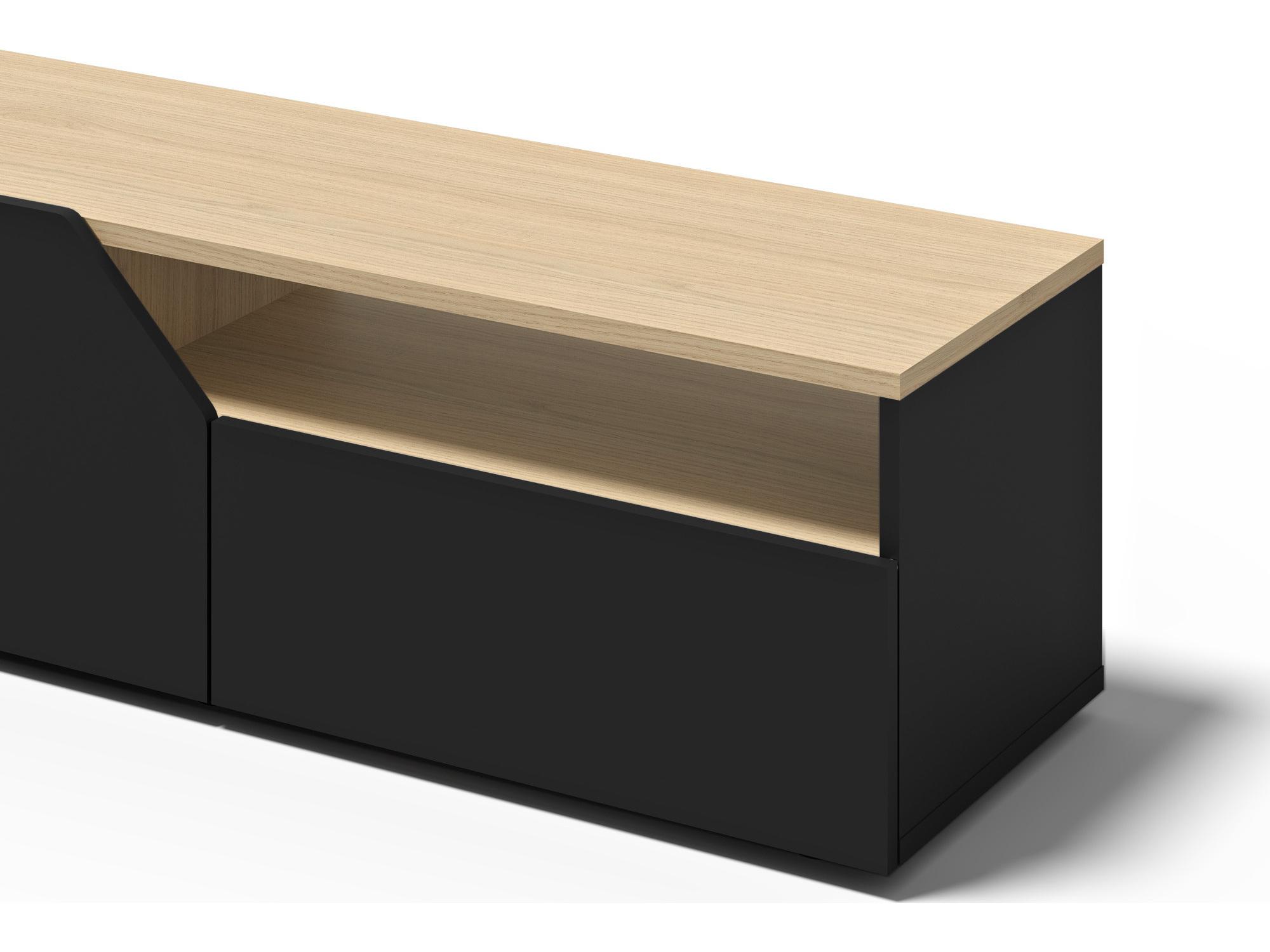 TemaHome Verone 70" Light Oak & Pure Black Media Console