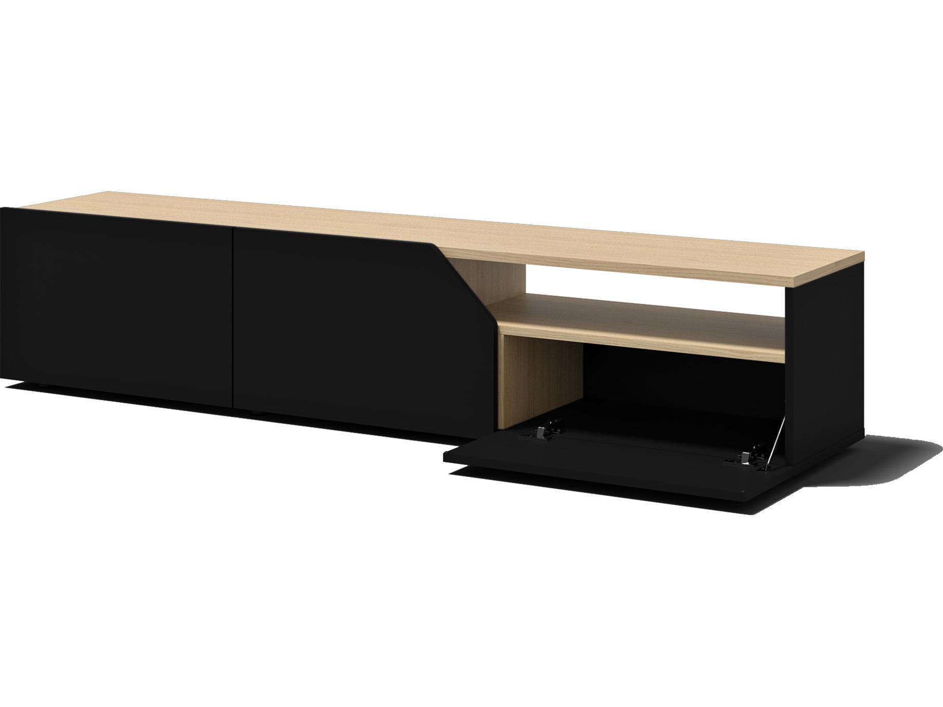 TemaHome Verone 70" Light Oak & Pure Black Media Console