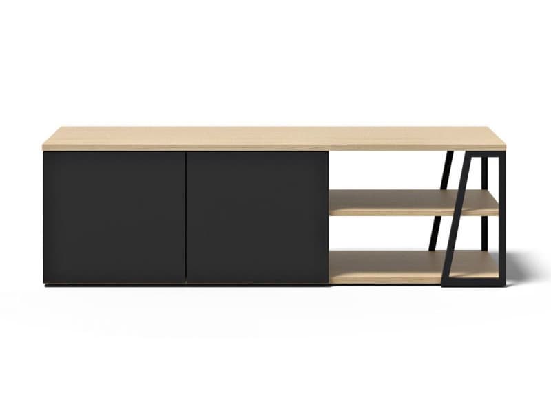 TemaHome Albi 74" Walnut Wood Light Oak Black TV Stand