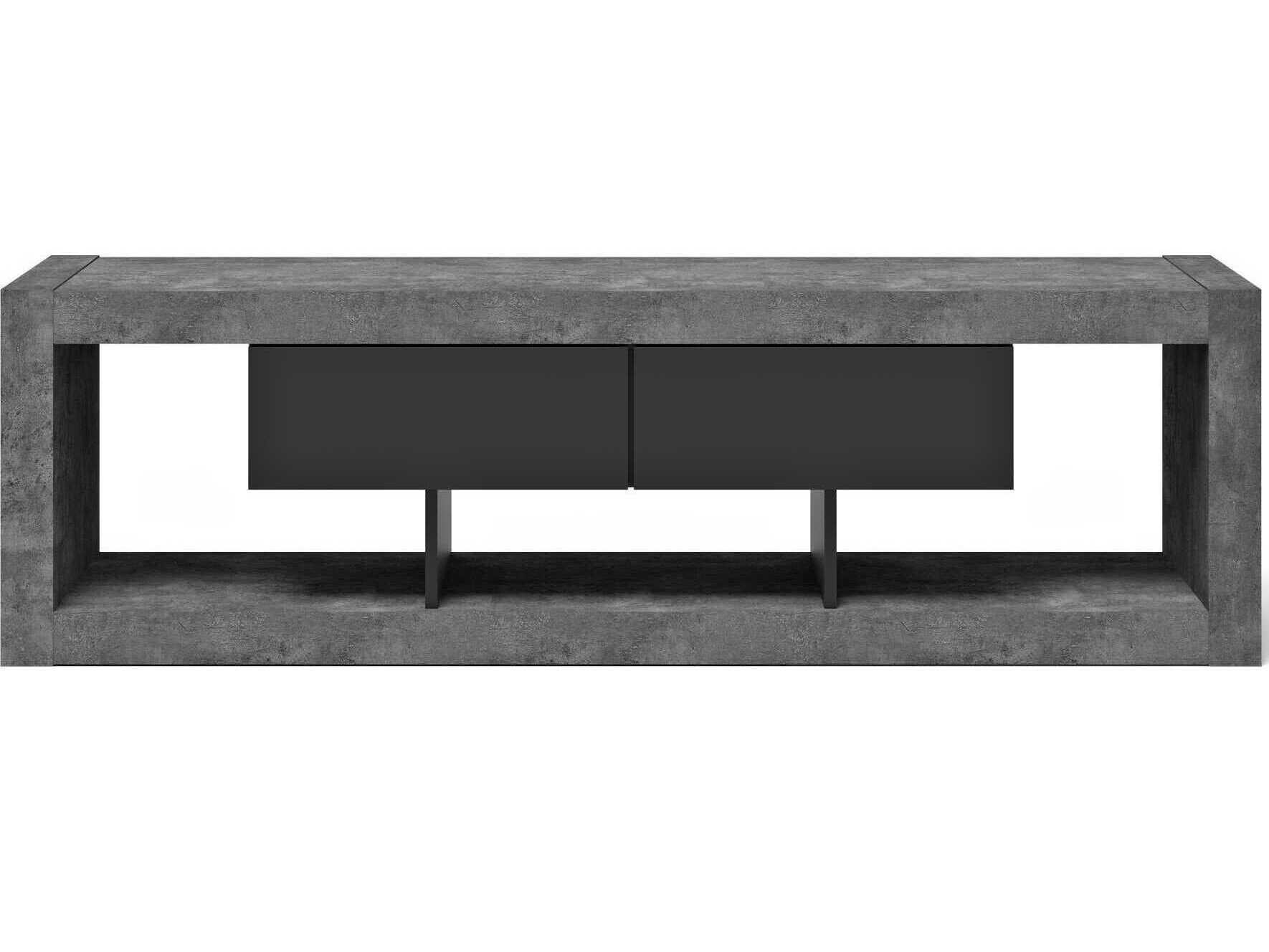 TemaHome Nara 68" Concrete Look & Pure Black Media Console