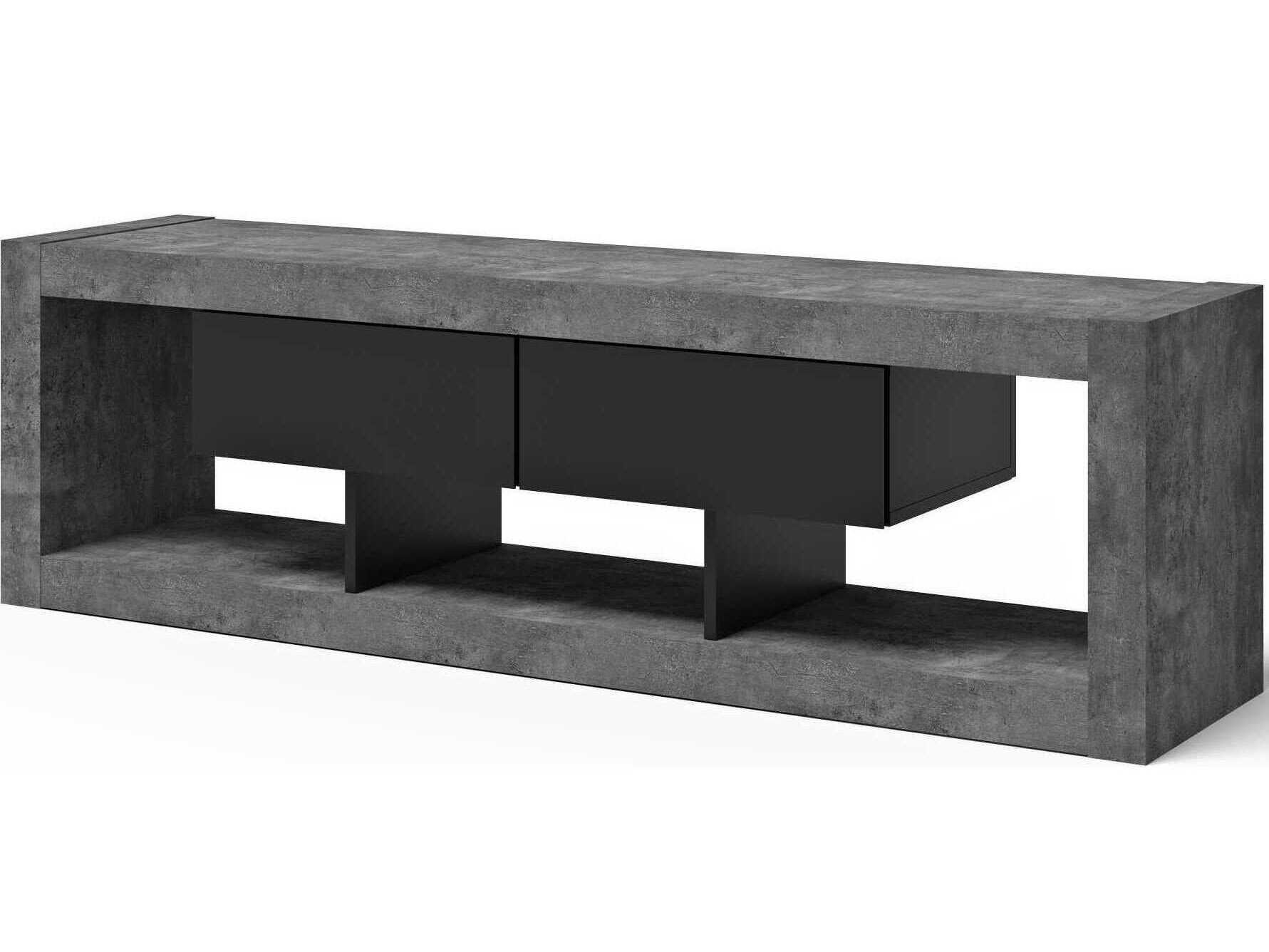 TemaHome Nara 68" Concrete Look & Pure Black Media Console