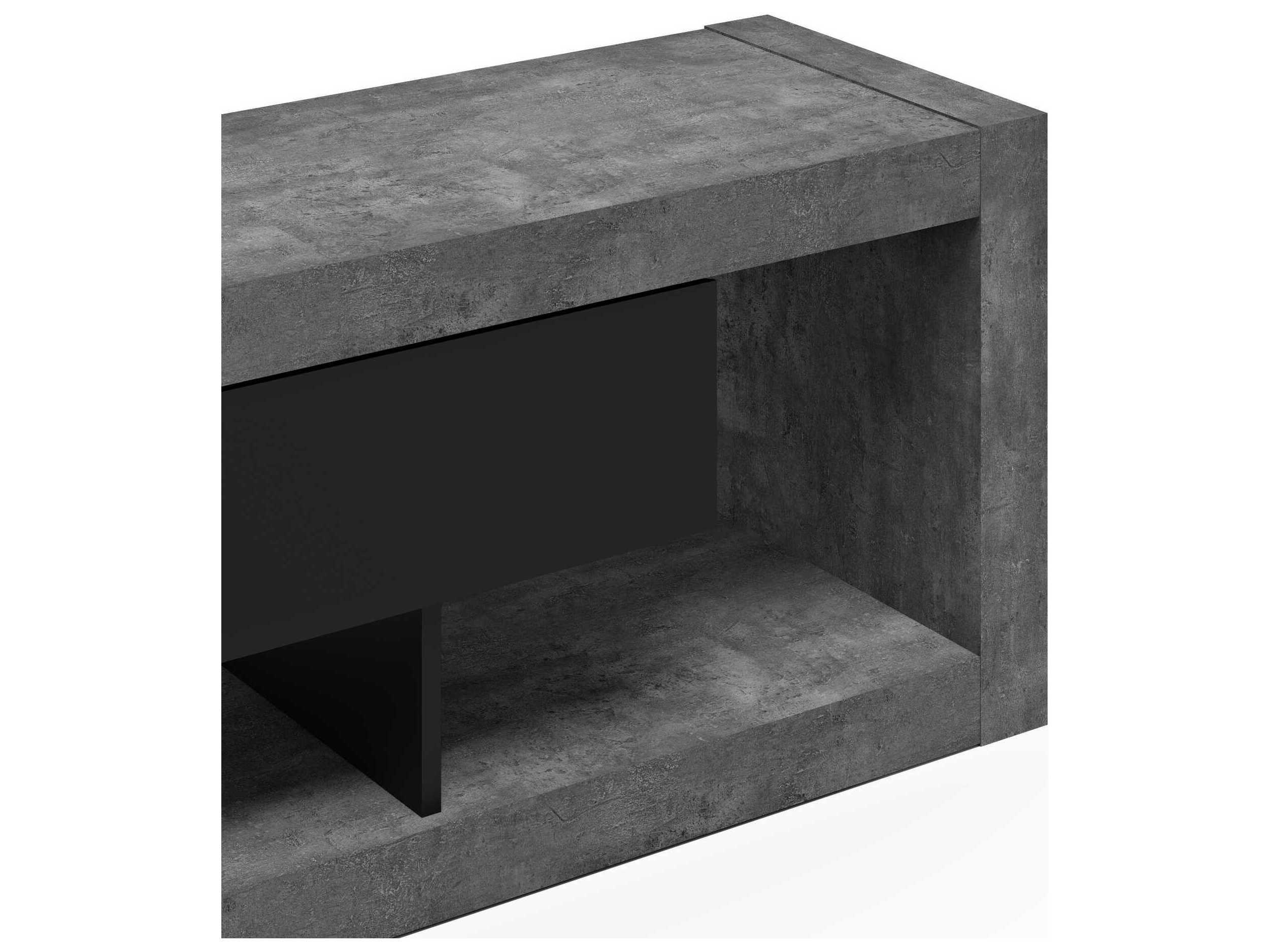 TemaHome Nara 68" Concrete Look & Pure Black Media Console