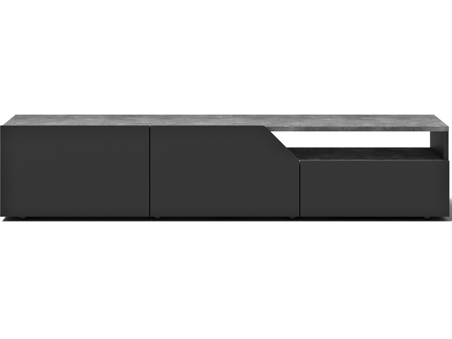 TemaHome Verone 70" Concrete Look & Pure Black Media Console
