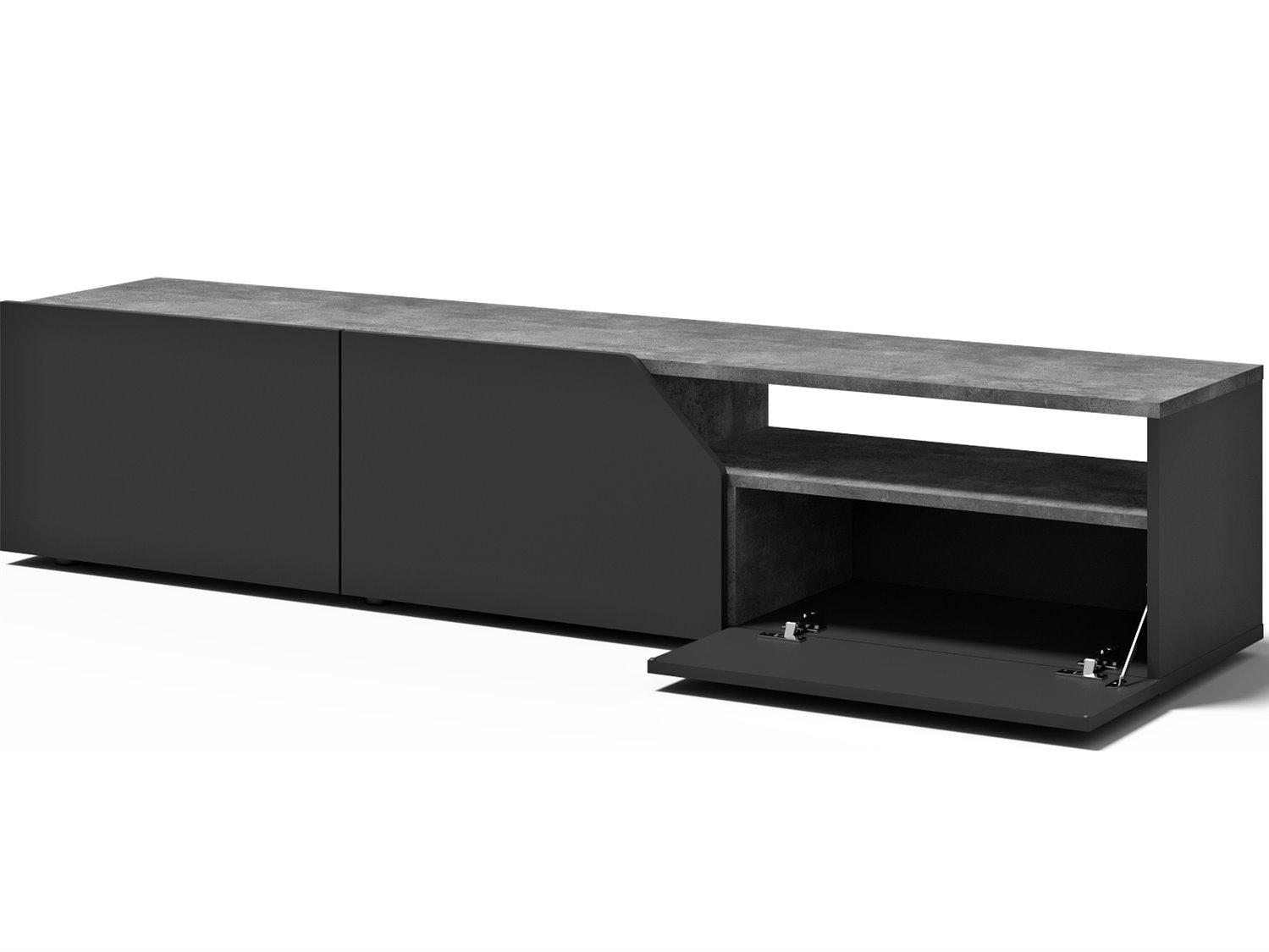 TemaHome Verone 70" Concrete Look & Pure Black Media Console