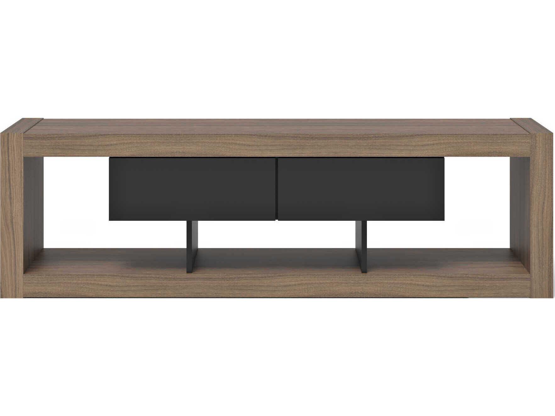 TemaHome Nara 68" Melamine Walnut & Pure Black Media Console