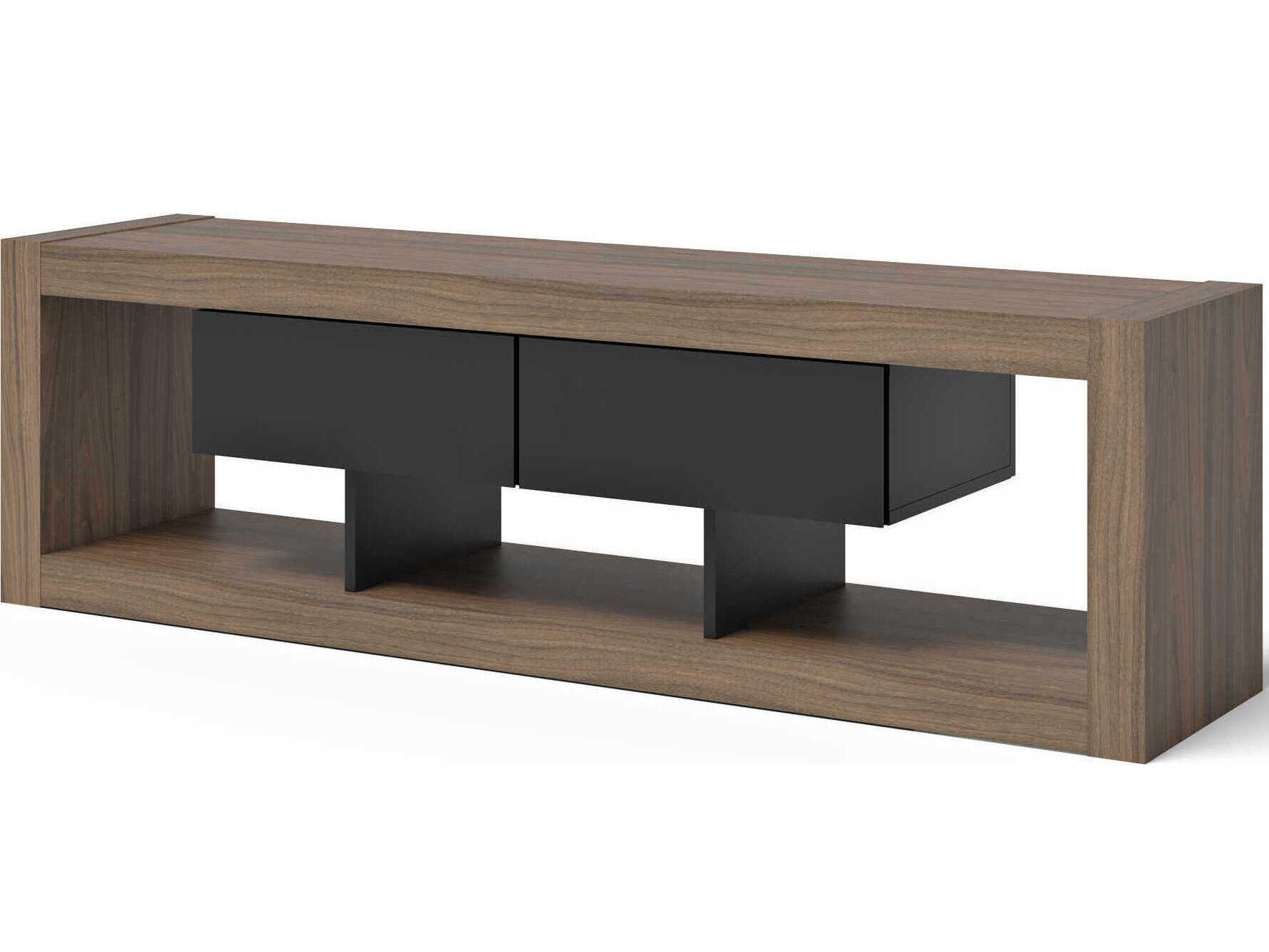 TemaHome Nara 68" Melamine Walnut & Pure Black Media Console