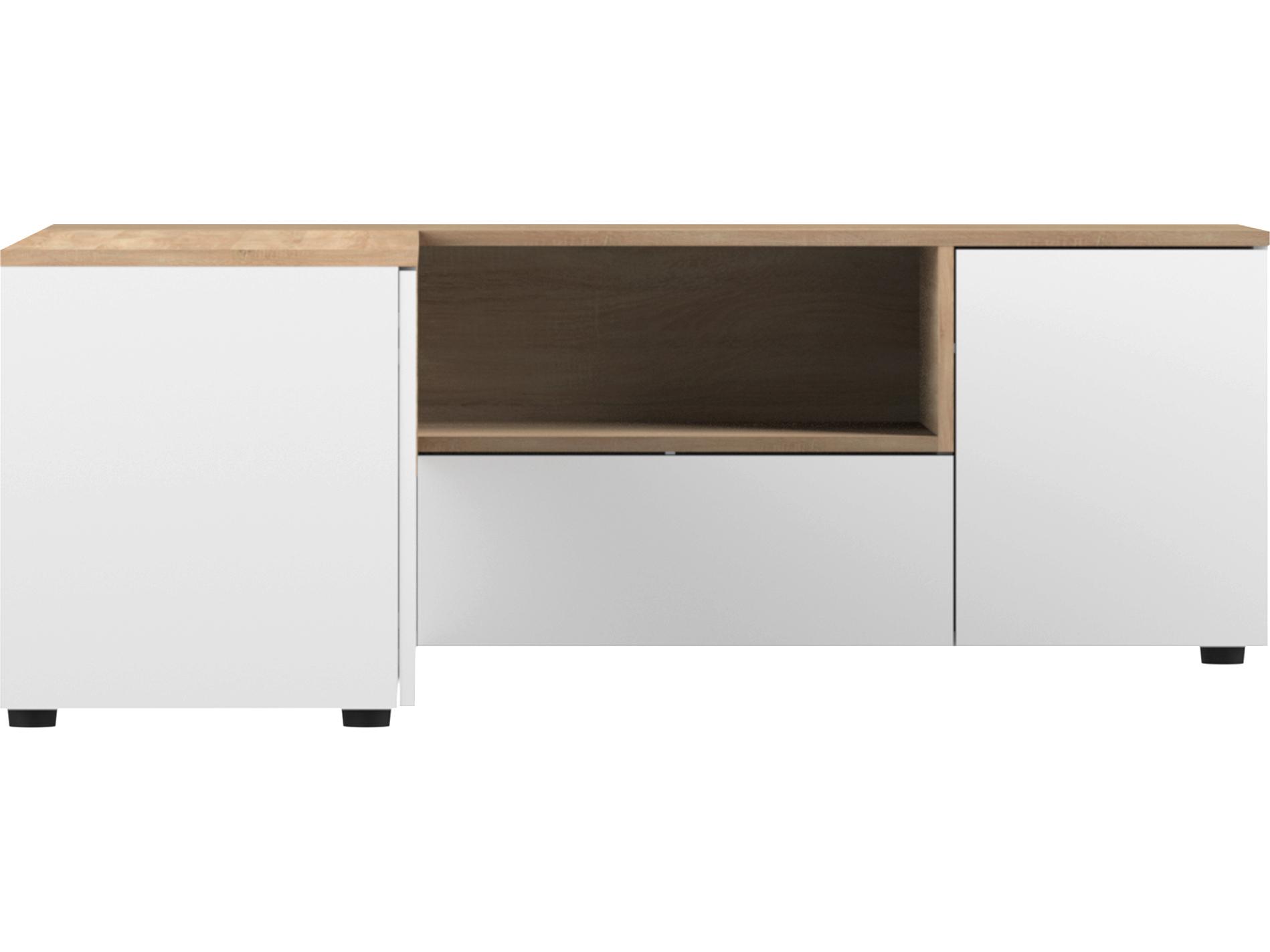 TemaHome Angle 51" Melamine White & Natural Oak Media Console