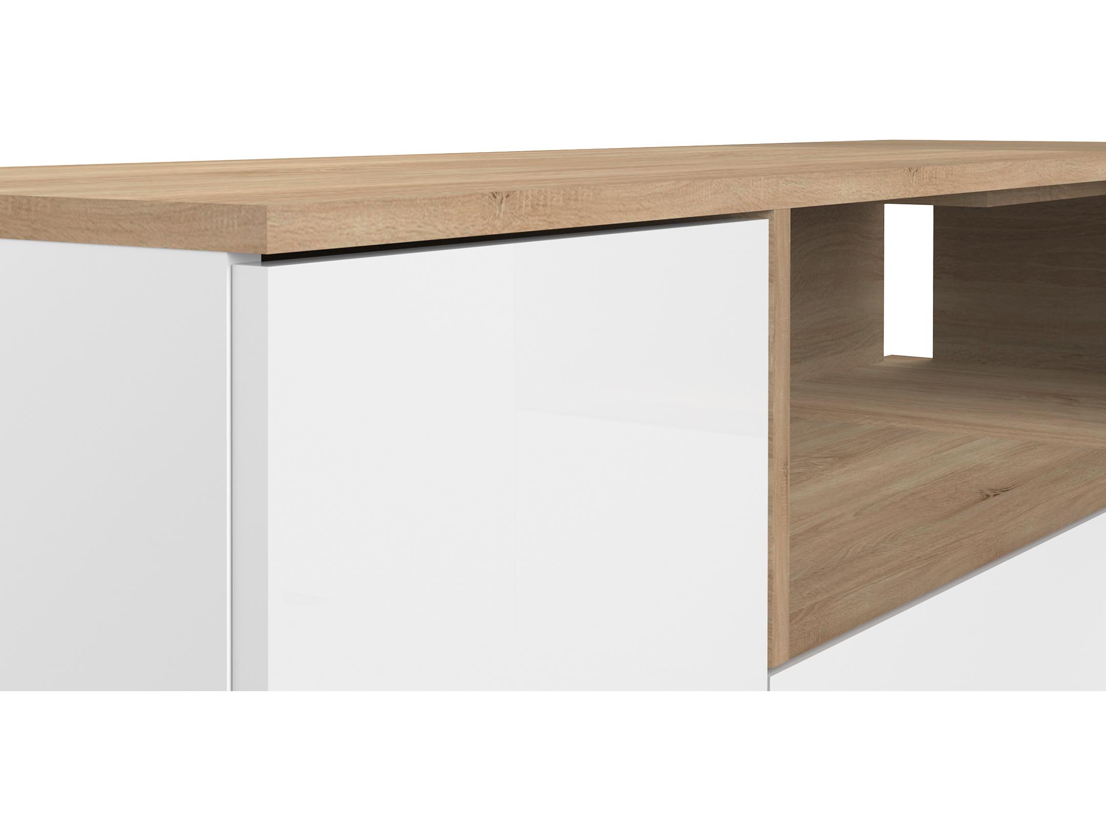 TemaHome Angle 51" Melamine White & Natural Oak Media Console