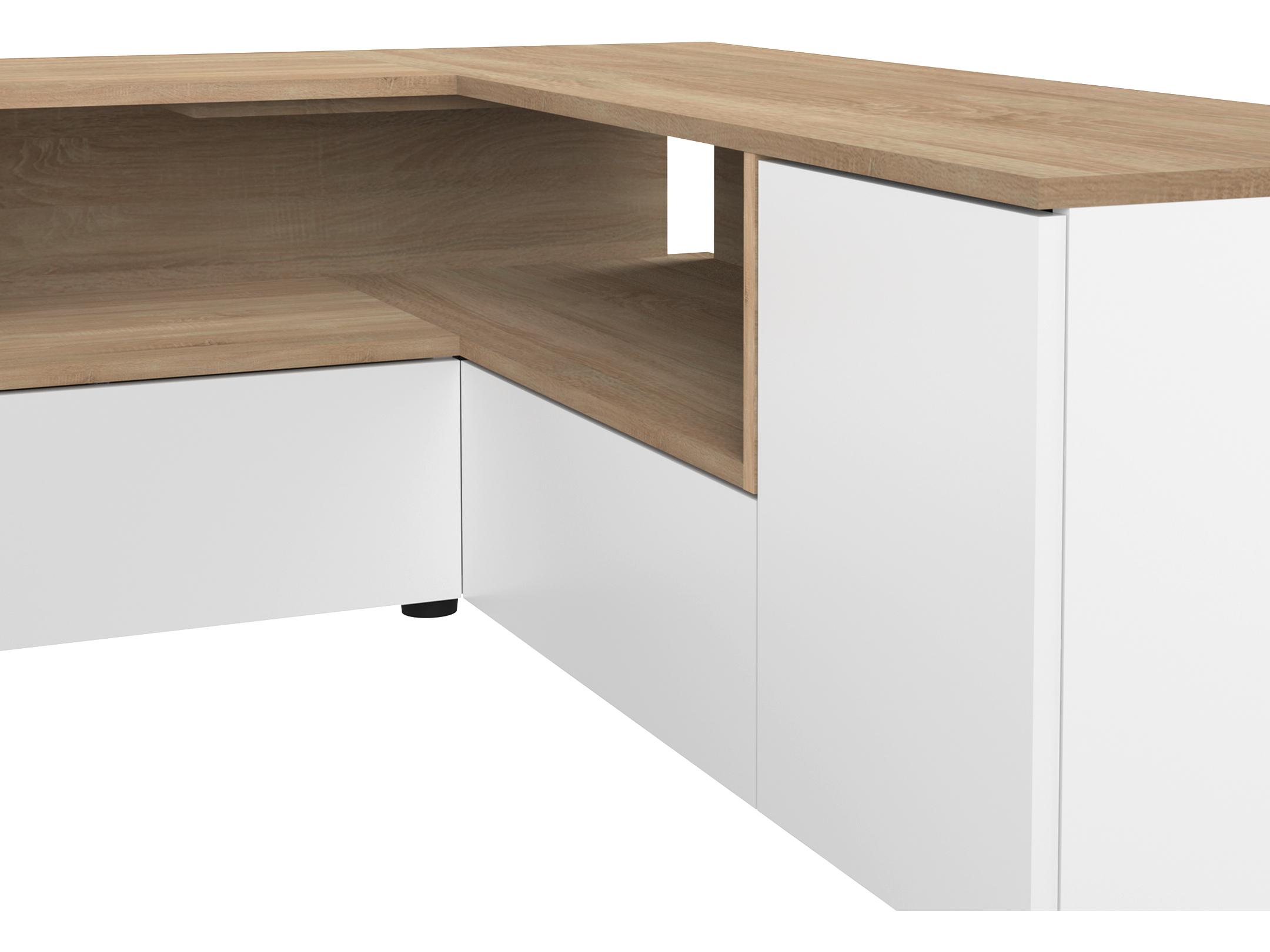 TemaHome Angle 51" Melamine White & Natural Oak Media Console
