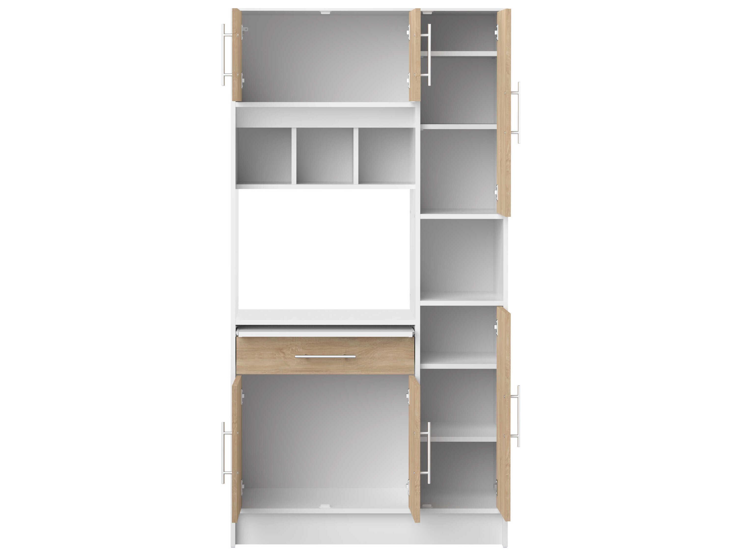 TemaHome Louise Melamine White Natural Oak Wood Kitchen Pantry