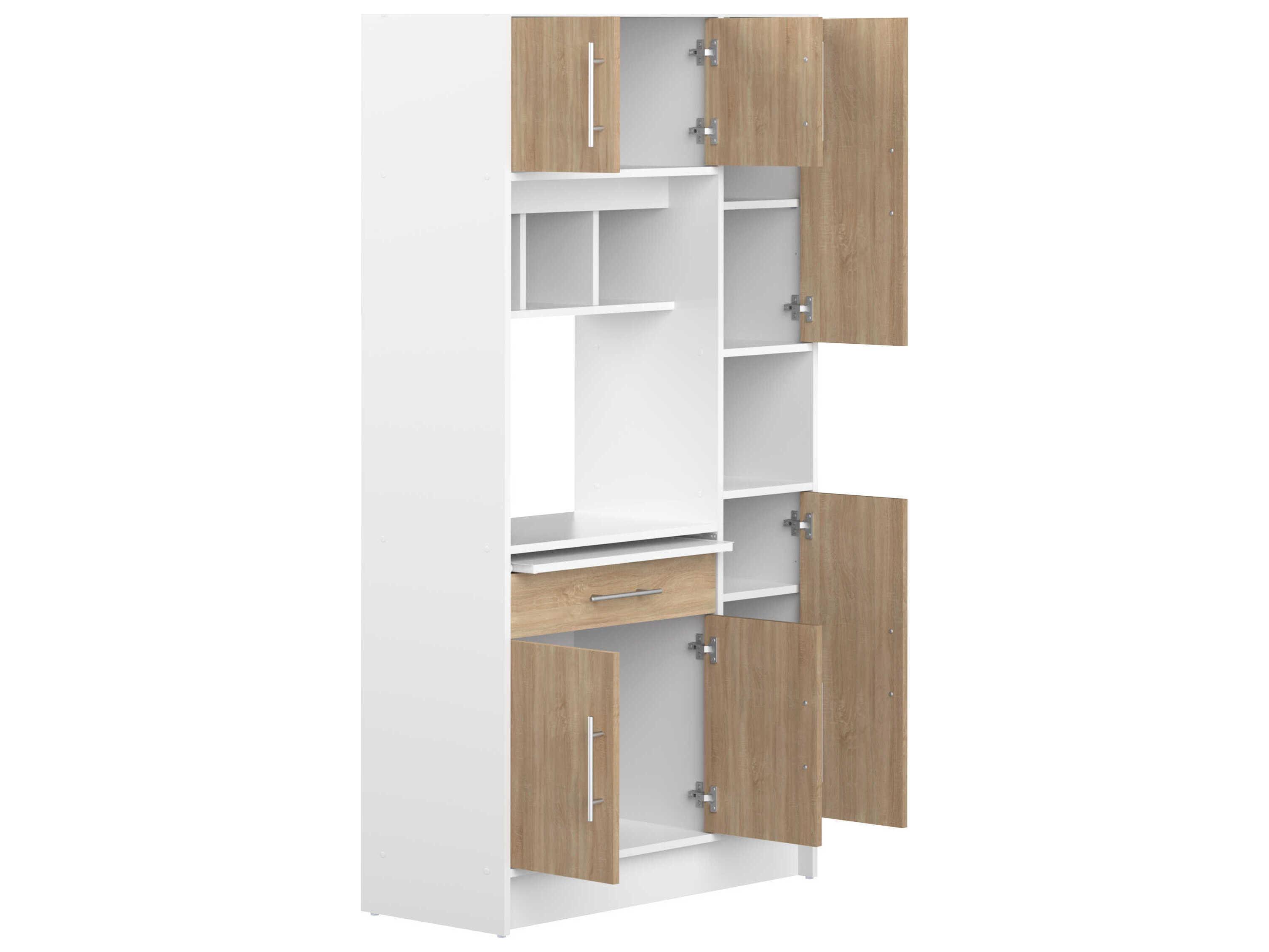 TemaHome Louise Melamine White Natural Oak Wood Kitchen Pantry