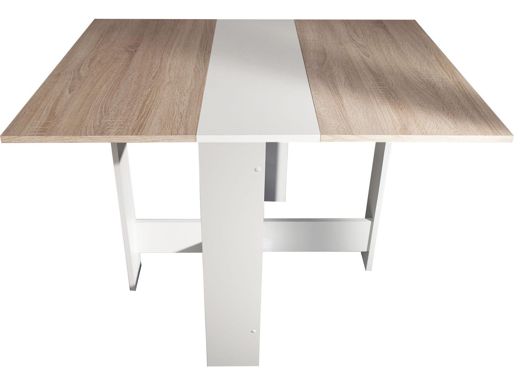 TemaHome Papillon Rectangular Wood White Natural Oak Color Dining Table
