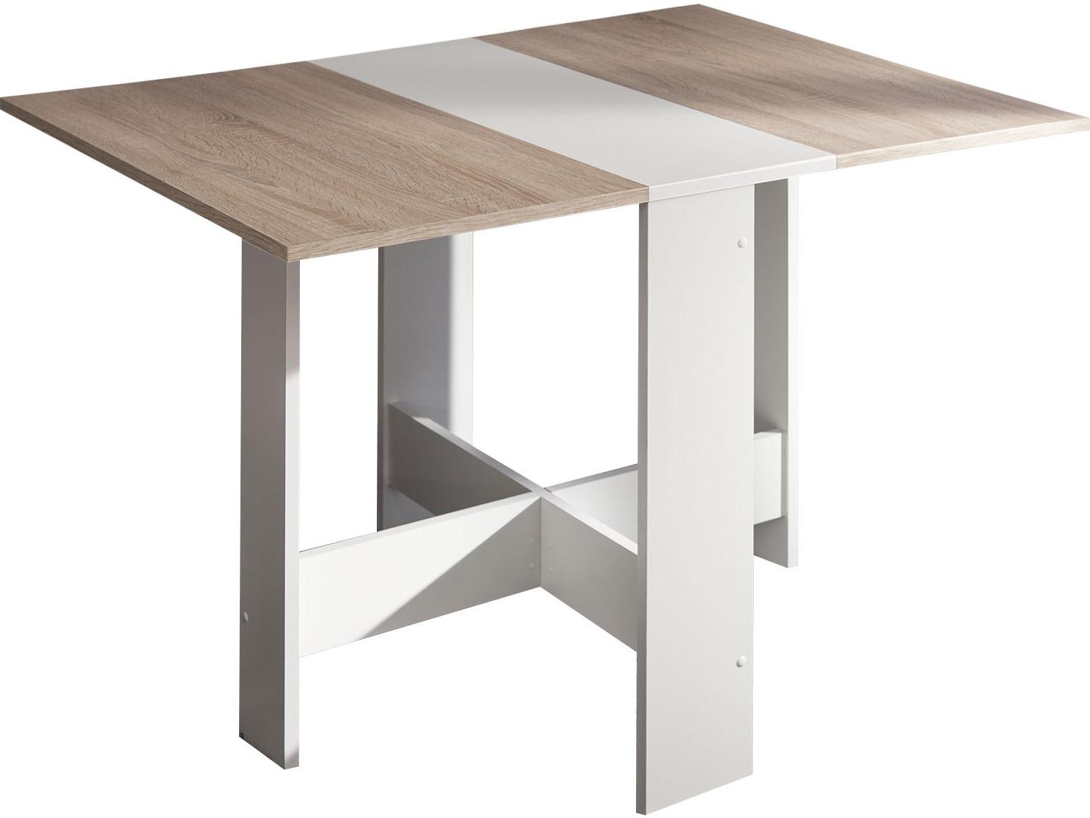 TemaHome Papillon Rectangular Wood White Natural Oak Color Dining Table